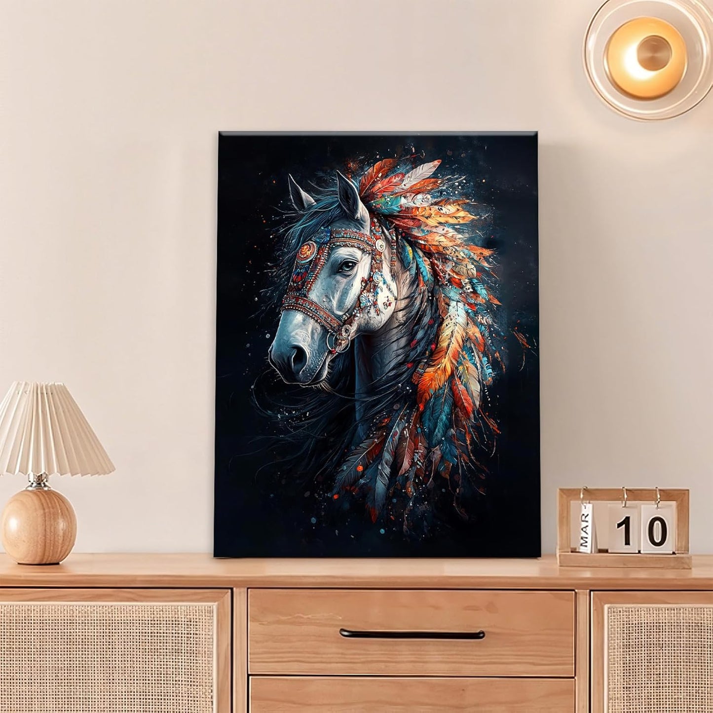 Horse Pictures Wall Art, Horse Animal Bathroom Wall Decor, Aesthetics Modern Framed Painting Elegant Canvas Artwork for Bathroom Bedroom Living Room Decorations 16"L x 12"W