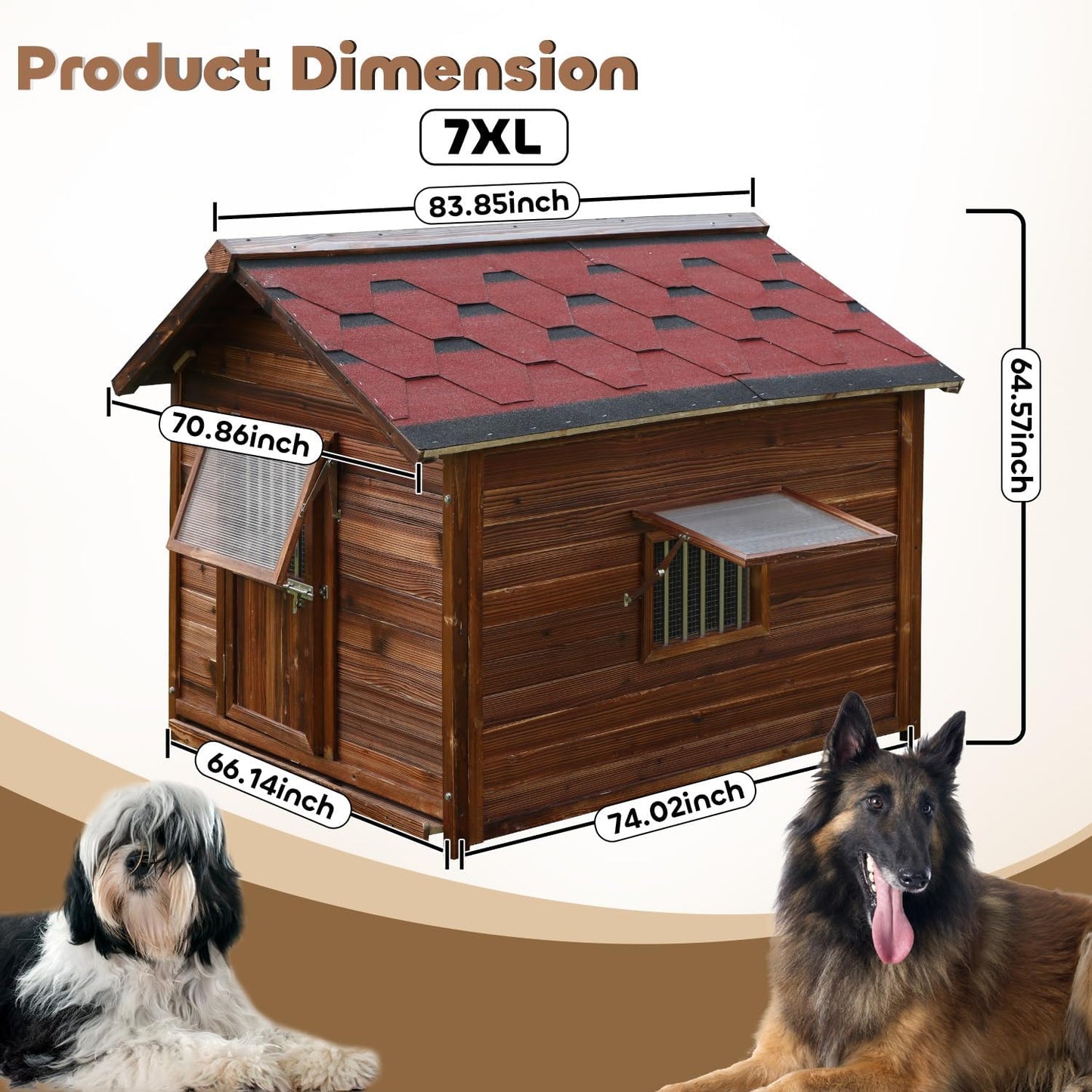 Extra Large Dog House Outdoor for Large Breed Dogs,Weatherproof Dog Houses for Dogs Outside with Door,Goat House for Outside, Wooden Dog House Outdoor