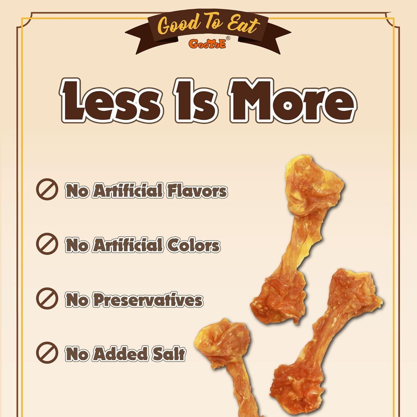 Gootoe Turkey Tendons for Dogs –All-Natural, Hypoallergenic Dog Treats, Rawhide Alternative, Long Lasting Puppy Chews, Healthy Dog Treats for Medium Breeds, Bone (M), 3 Count Pack