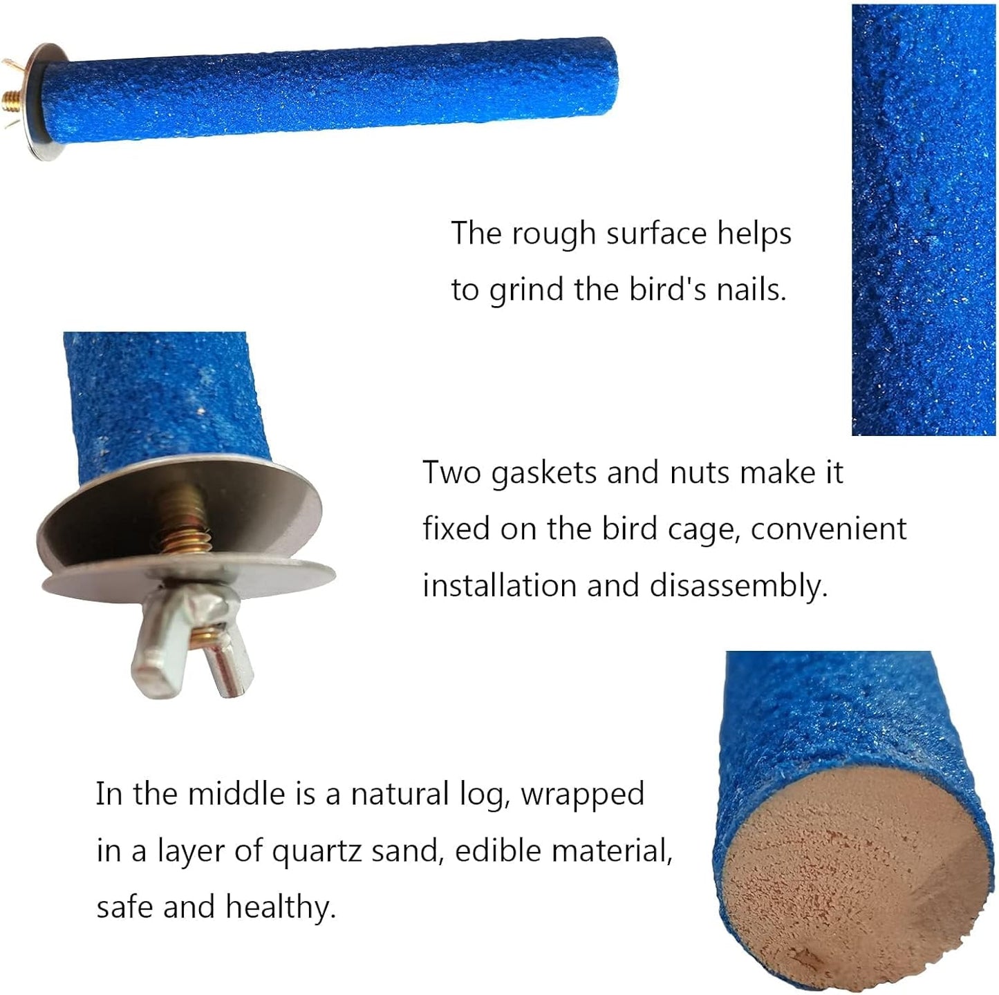 Hamiledyi Bird Perches for Cage Grinding Sand Bird Perches 8pcs Claw Trim Cage Perches Stand for Starlings, Parakeets Lovebirds Canaries Green Cheeked Conures (0.78 in Diameter)