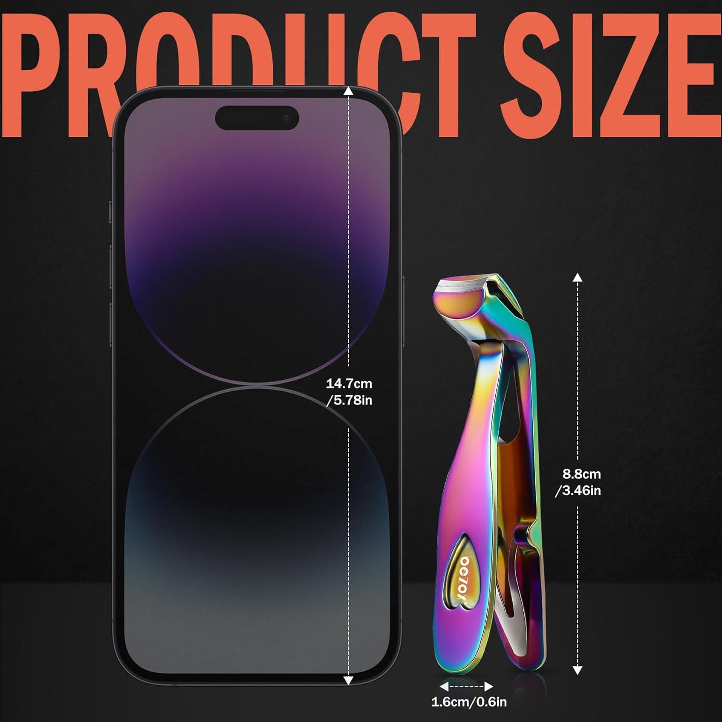 BEZOX Angled Head Toe Nail Clippers for Seniors - Ergonomic Toenail Clipper for Thick Nails for Elderly, Finger Nail Clippers with Catcher for Men and Women - Rainbow