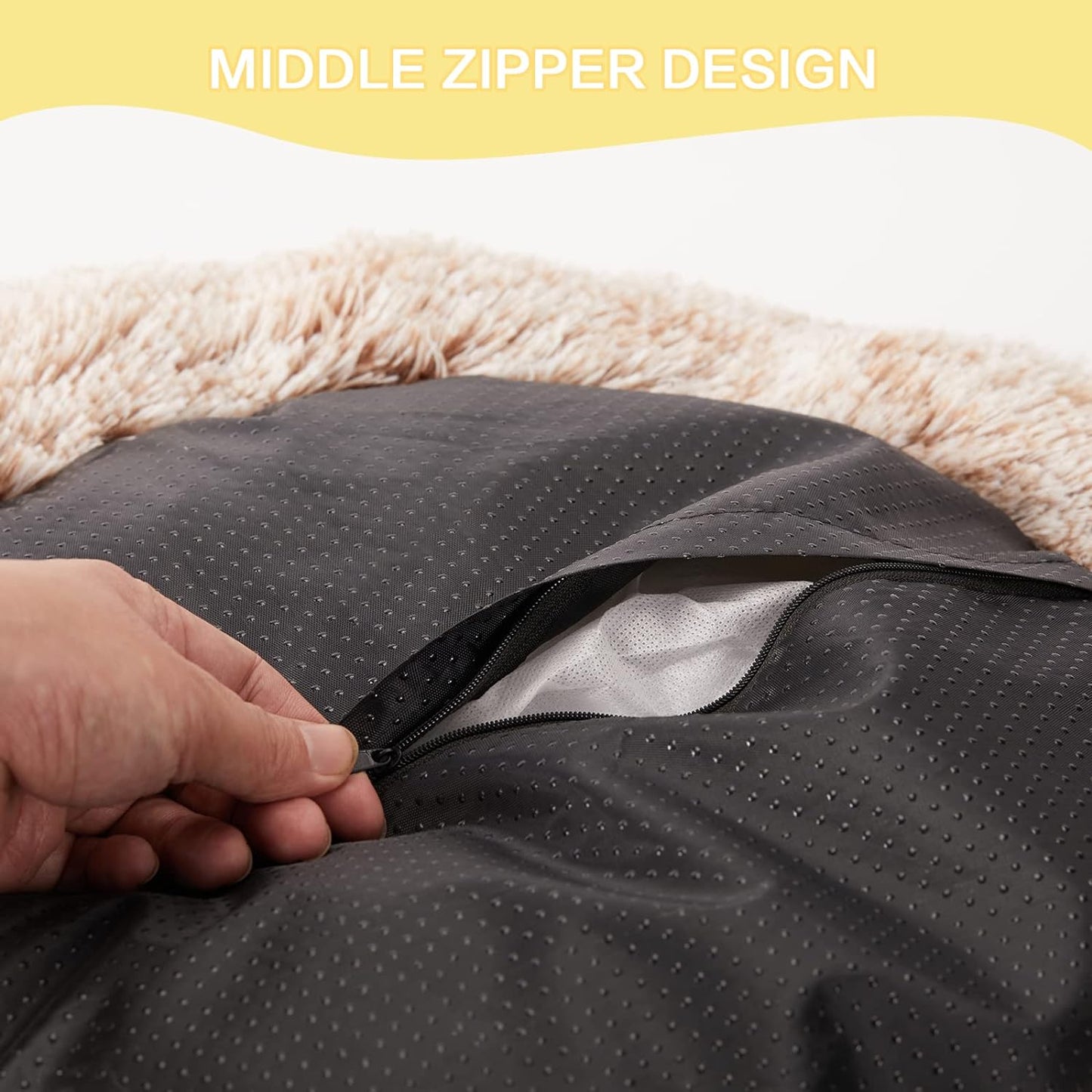 Bedfolks Calming Donut Dog Bed - 30" Round Plush for Medium Dogs, Anti-Anxiety, Machine Washable (Brown, Medium)