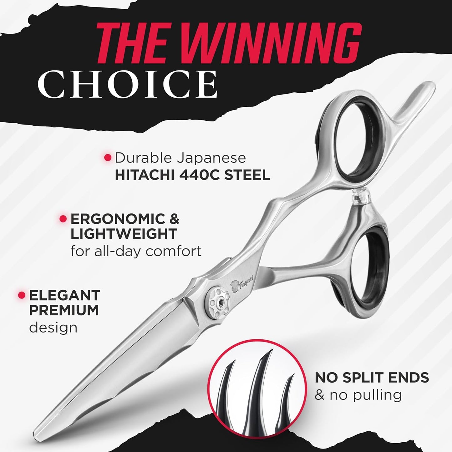 Fagaci Professional Hair Cutting Scissors Left 6” Japanese Steel for Ultra-Precise Cuts, Razor Sharp Blades Hair Scissors for Women & Men, Extreme Durability Hair Shears, Hair Cutting Barber Scissors