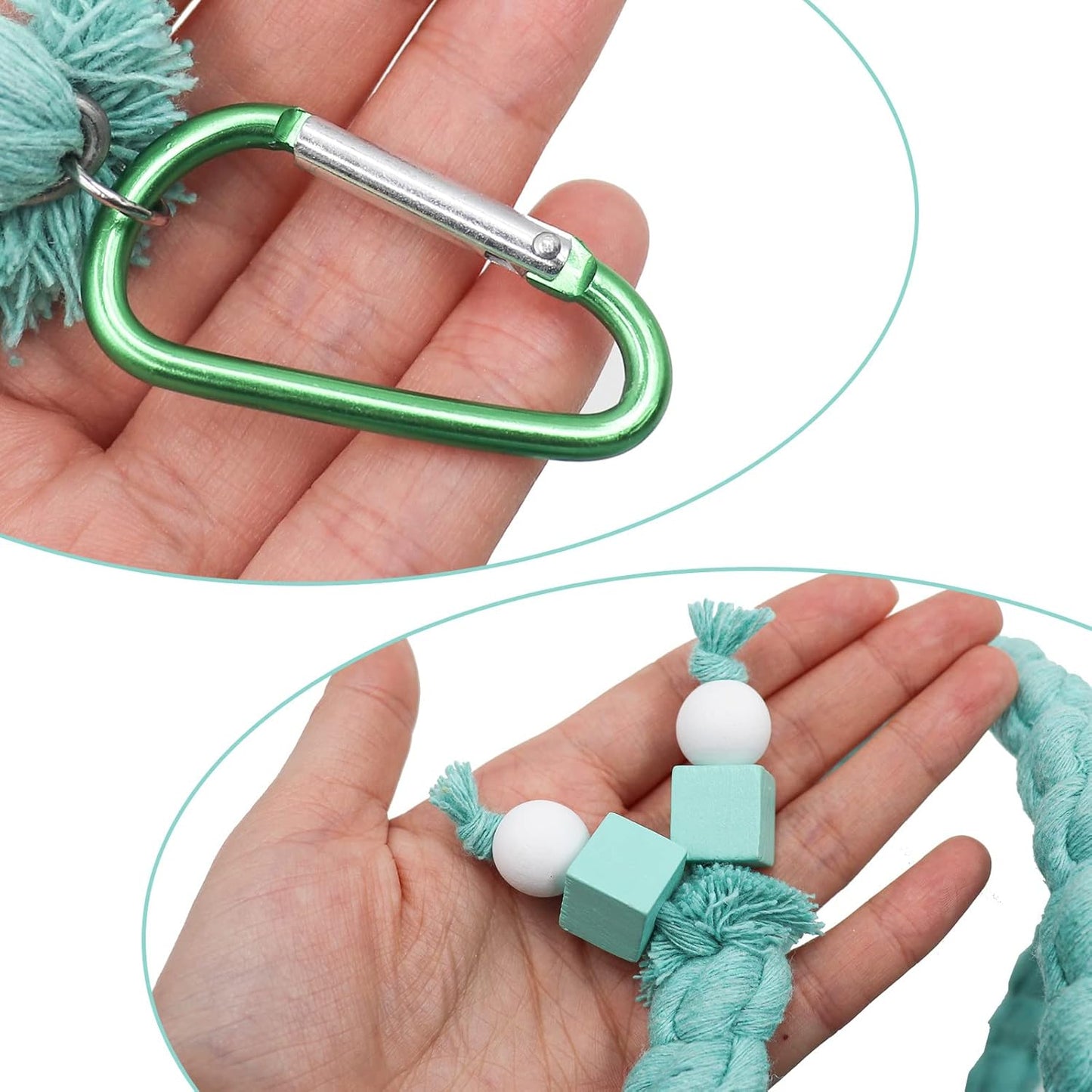 Dnoifne 78.7 Inches Bird Spiral Rope Perch, Blue Cotton, For Parrot, Parakeet, Budgie, Lovebird, Cockatiel