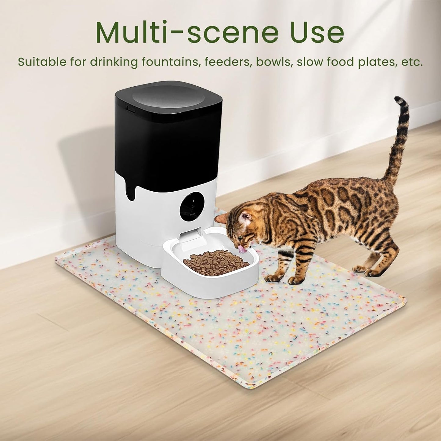 Ptlom Dog Food Mat Anti-Slip Dog Bowl Mats for Food and Water, Waterproof Pet Placemat Prevents Messy Spill to Floor, Silicone Puppy Feeding Tray for Small, Medium and Large Dogs Cats