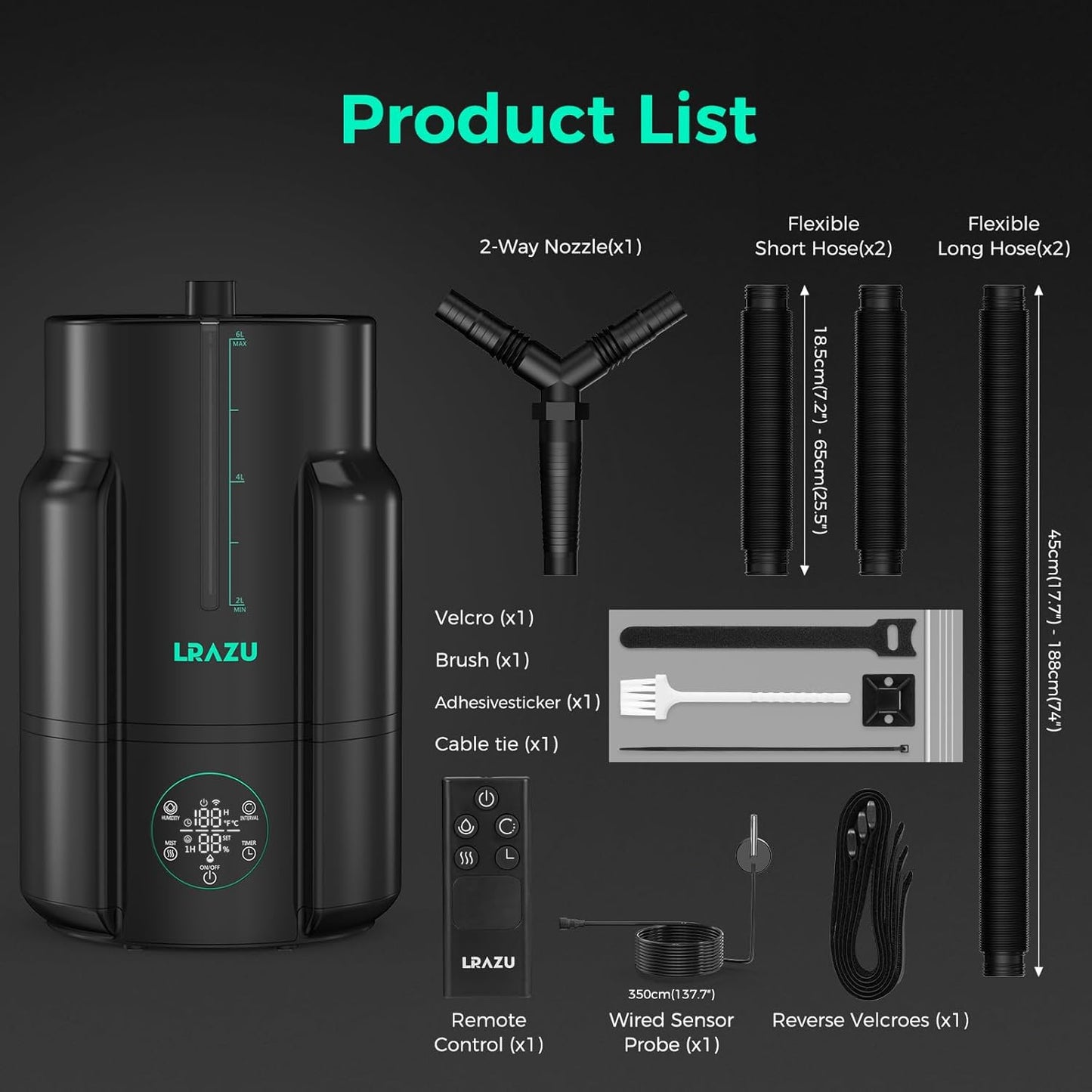 6L Humidifier for Plants, Reptile Mister System Foggers for Home Indoor, Smart Humidifier with Timer for Grow Tent, Mushroom, Houseplants, Reptile Tank and Accessories - 40H 22dB Remote Control