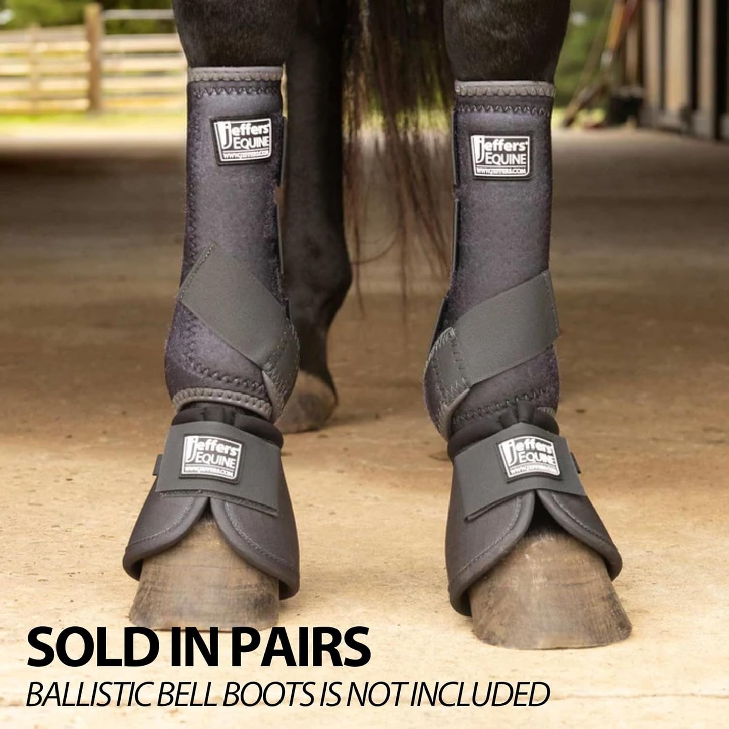 Jeffers Equine Protective Horse Boots 1 Pair Grey - Safe Neoprene Leg Guards & Comfortable Fit, Durable Strap Closures, Front & Hind Support, Equestrian Accessories for Travel & Riding - Large