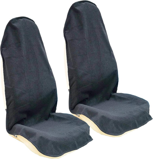 Car Seat Cover Protector Front Seats,for Gym Workout,Running,Swimming,Beach and Hiking,Waterproof Sweat Towel Bucket Seat Covers for Cars SUV Trucks (Black, 2Pcs)
