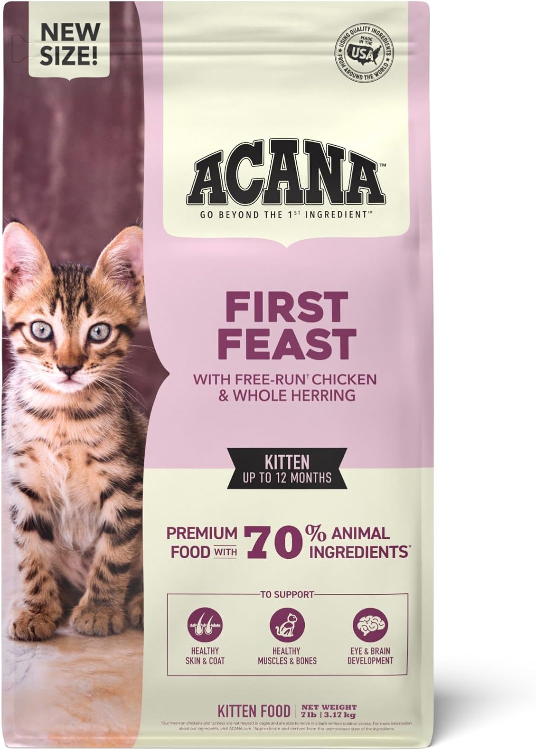 ACANA Dry Cat Food for Kittens First Feast Chicken and Fish 7lb Bag