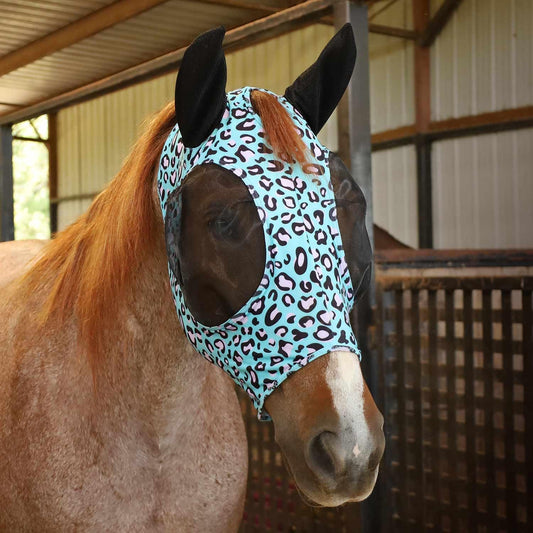 Jeffers Expression Lycra Horse Fly Mask – Oversize, Party Cheetah – Lightweight Stretch Horse Mask with Mesh Eyes & Ears, Breathable Lycra Mask for Horses, Equine Summer Apparel & Gear