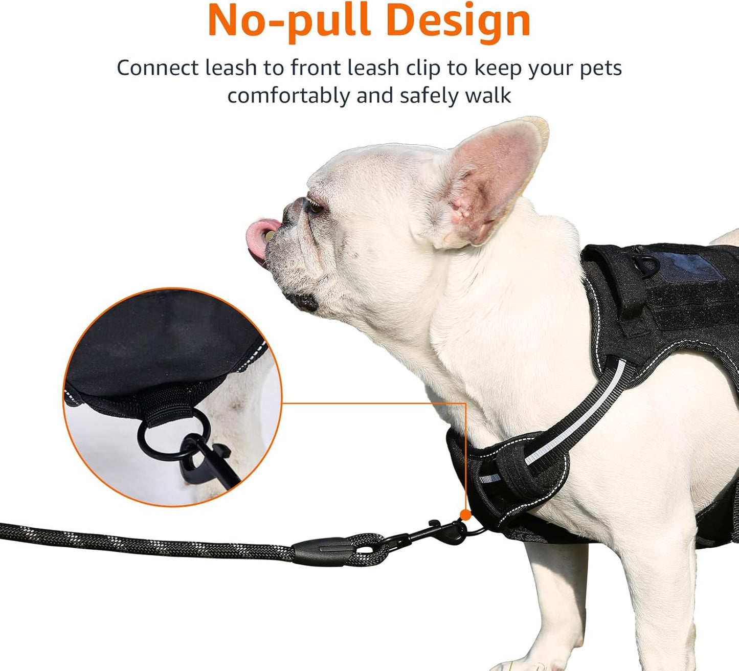 Amazon Basics No Pull Dog Harness, Adjustable Front Clip, Tactical Vest, Medium, Black