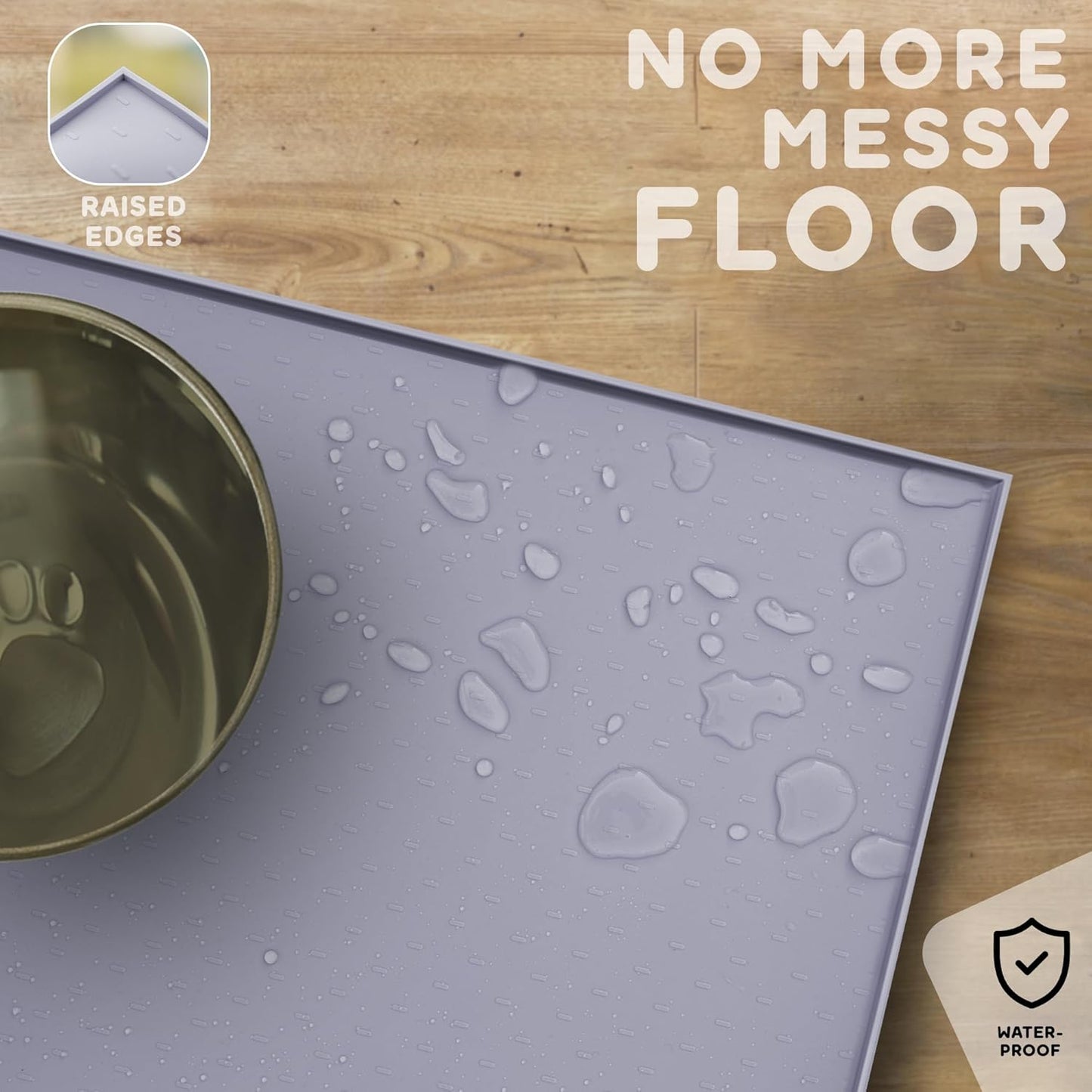 Dog Food Mat - Raised Edges Dogs Mat for Food and Water Prevent Spill, Waterproof Cat Food Mats Protect Floors, Easy Clean Dog Bowl Mats for Food and Water, Silicone Pet Food Tray