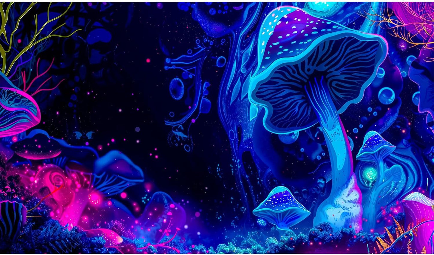 Fantasy Mushroom Forest Aquarium Background Abstract Cartoon Mushroom Reptile Tank Backgrounds Vibrant Jungle Mushrooms Theme Fish Tank Background Magic Mushrooms Reptile Enclosure Backgrounds 36x20in