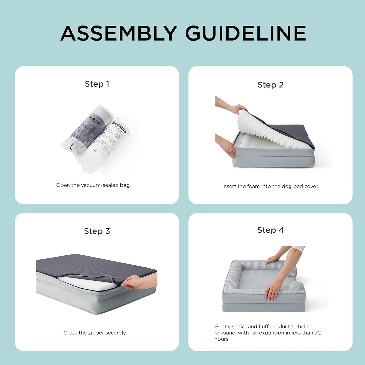 Bedsure Orthopedic Dog Beds for Small Dogs - Washable Small Dog Cat Bed Waterproof, Comfort Pet Couch Sofa with Washable Removable Cover, Pets Bed with Nonskid Bottom, Cooling Grey, 24"