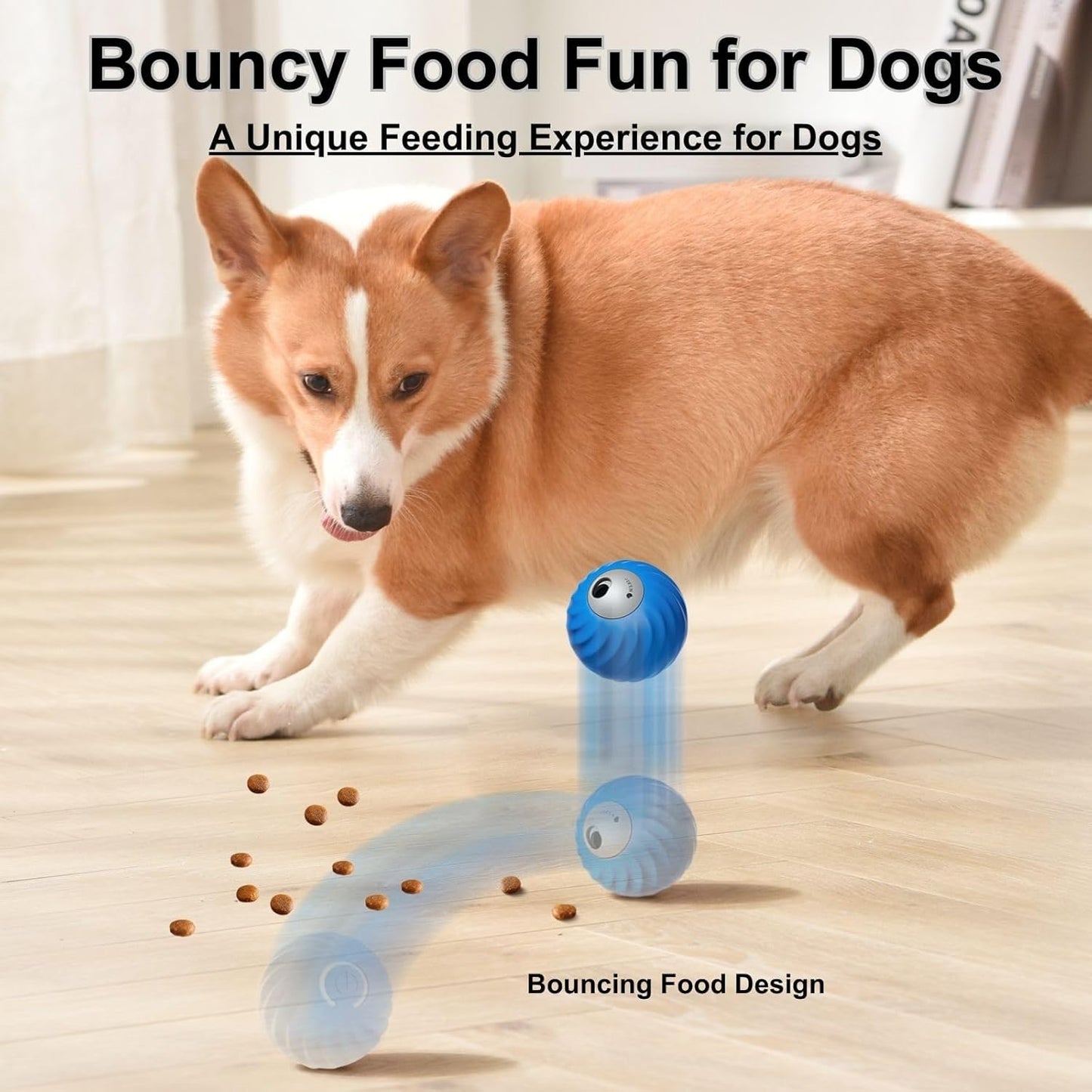 Zoomie Buddy 2.0, Zoomie Buddy for Dogs, 2 in 1 Smart Touch Interactive Dog Balls ＆ Pet Feeder, 2.83" Diameter, Suitable for Small/Medium Dogs, with Fruit Plush Cover (Blue, Tomato)