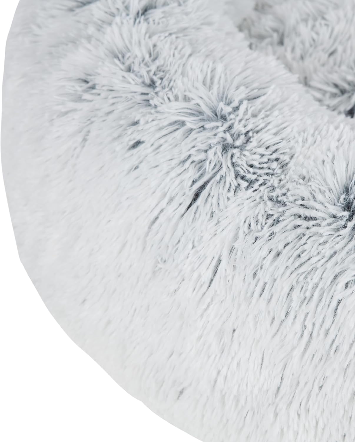 Best Pet Supplies Round Donut Dog Bed with Plush Faux Fur Fabric, Calming, Anti-Anxiety Cushion for Indoor Pets, Slip-Resistant Base, Soft Ergonomic Support - Light Warm Gray, 30x30x8''