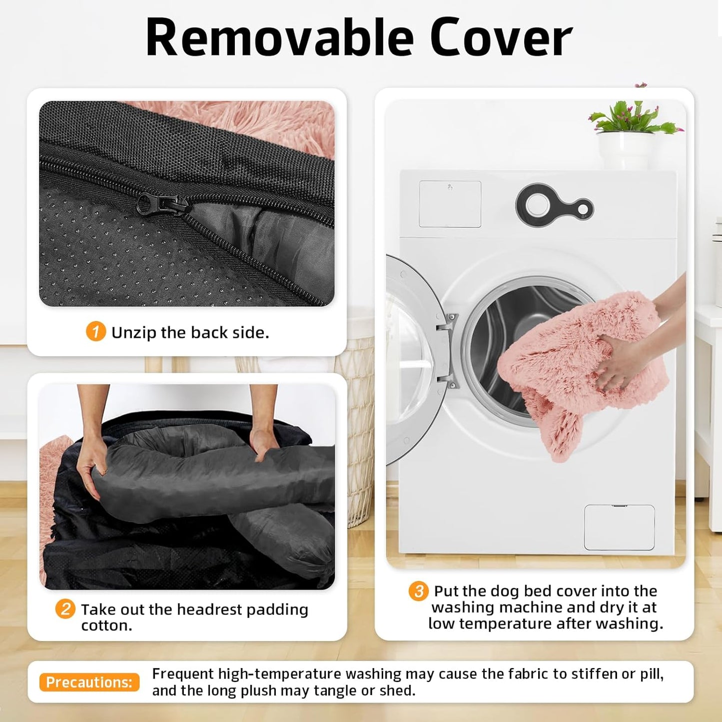 GGIB Calming Dog Bed Fluffy Plush Dog Mat for Furniture Protector with Removable Washable Cover for Large Medium Small Dogs and Cats (Extra Large (53x39.3x6), Pink)