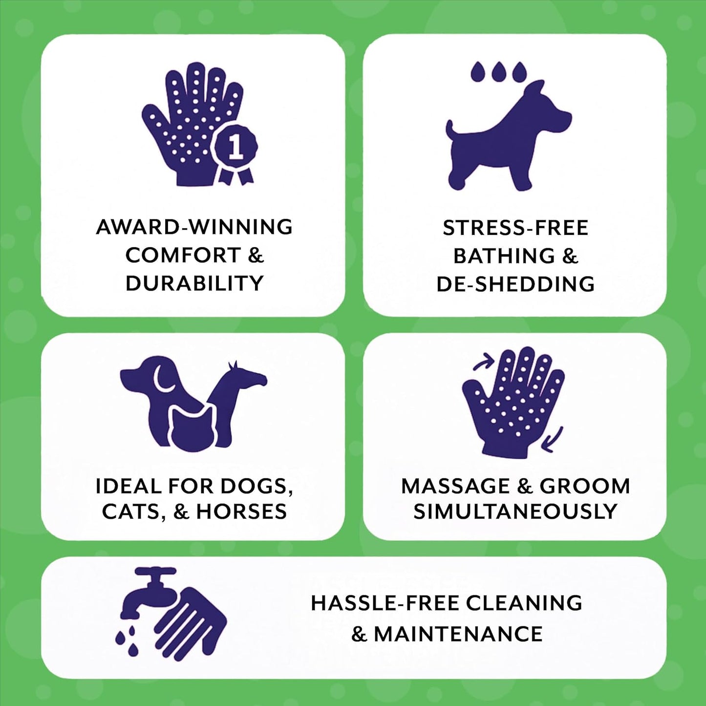 H HandsOn Pet Grooming Gloves - Patented #1 Ranked, Award Winning Shedding, Bathing, & Hair Remover Gloves - Gentle Brush for Cats, Dogs, and Horses (Black, X-Large)