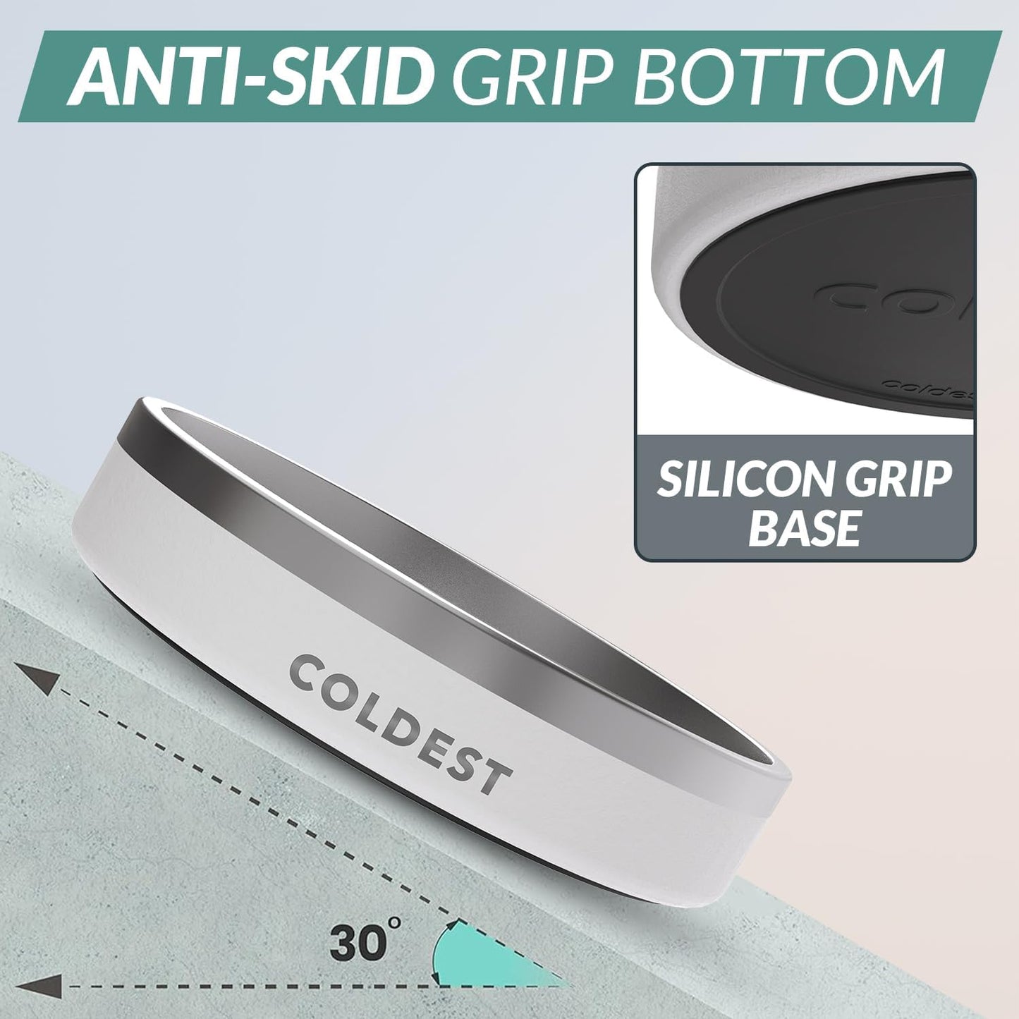 Coldest Dog Bowl - Anti Rust Metal, Non Slip, 3 Layers Insulated Stainless Steel Dog Bowls - Spill Proof & Heavy Duty - Water Bowl for Dogs, Cats & Pets, Dish Washer Safe (21 oz, Epic White)