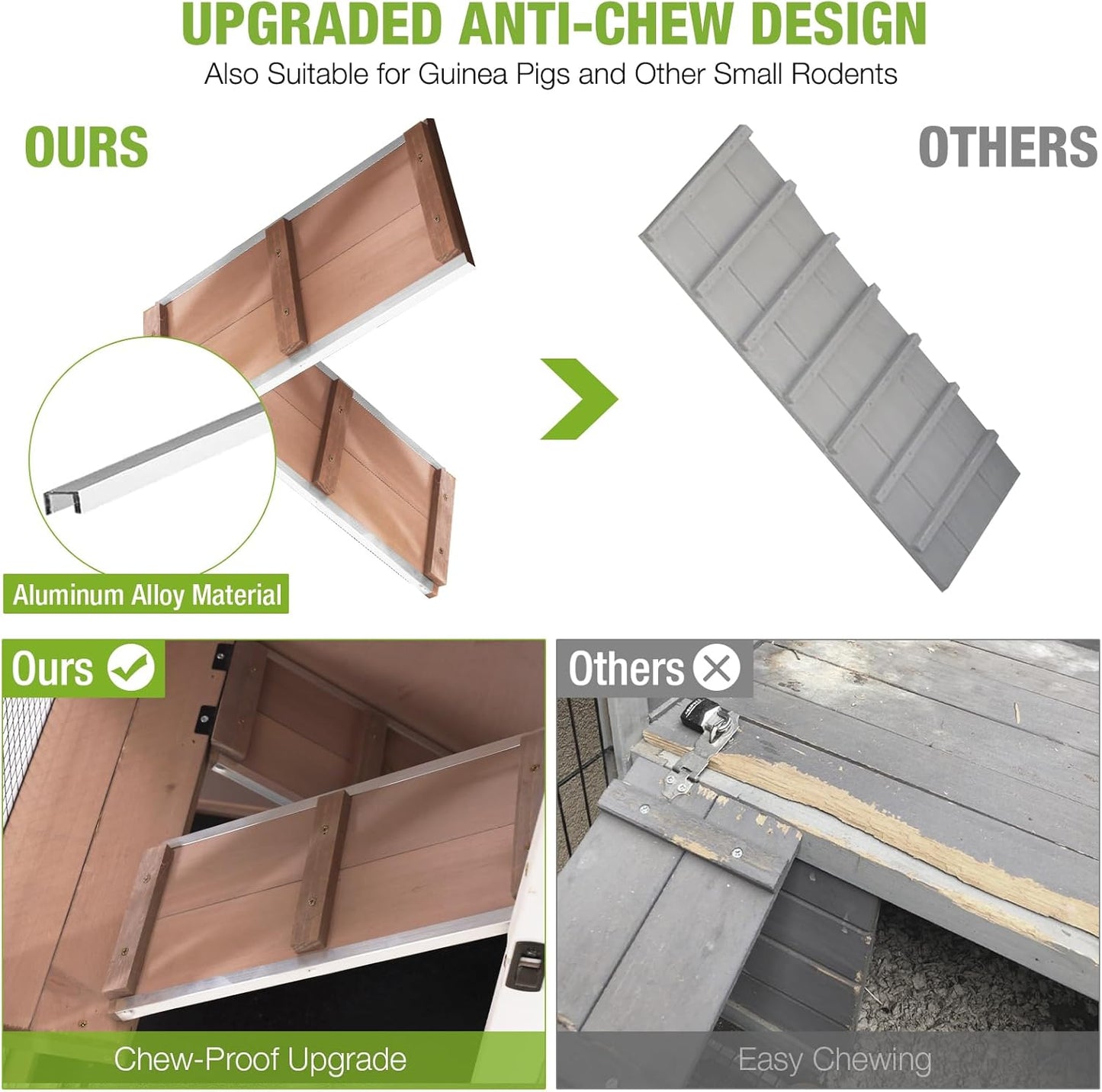 GUTINNEEN Large Rabbit Hutch Wooden Bunny Cage Indoor with Chew-Proof Ramp, 2-Story Guinea Pig Cages with Casters, Pull-Out Trays for Rabbits, Guinea Pigs, 47.2" L x 19.7" W x 42.1" H