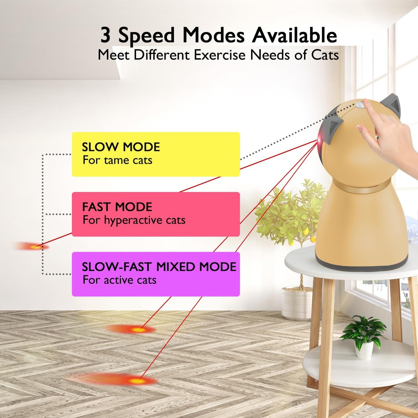 Interactive Cat Laser Toy Automatic for Indoor Cats,Real Random Trajectory Rechargeable Laser Cat Toys for Indoor Cats/Kittens/Dogs