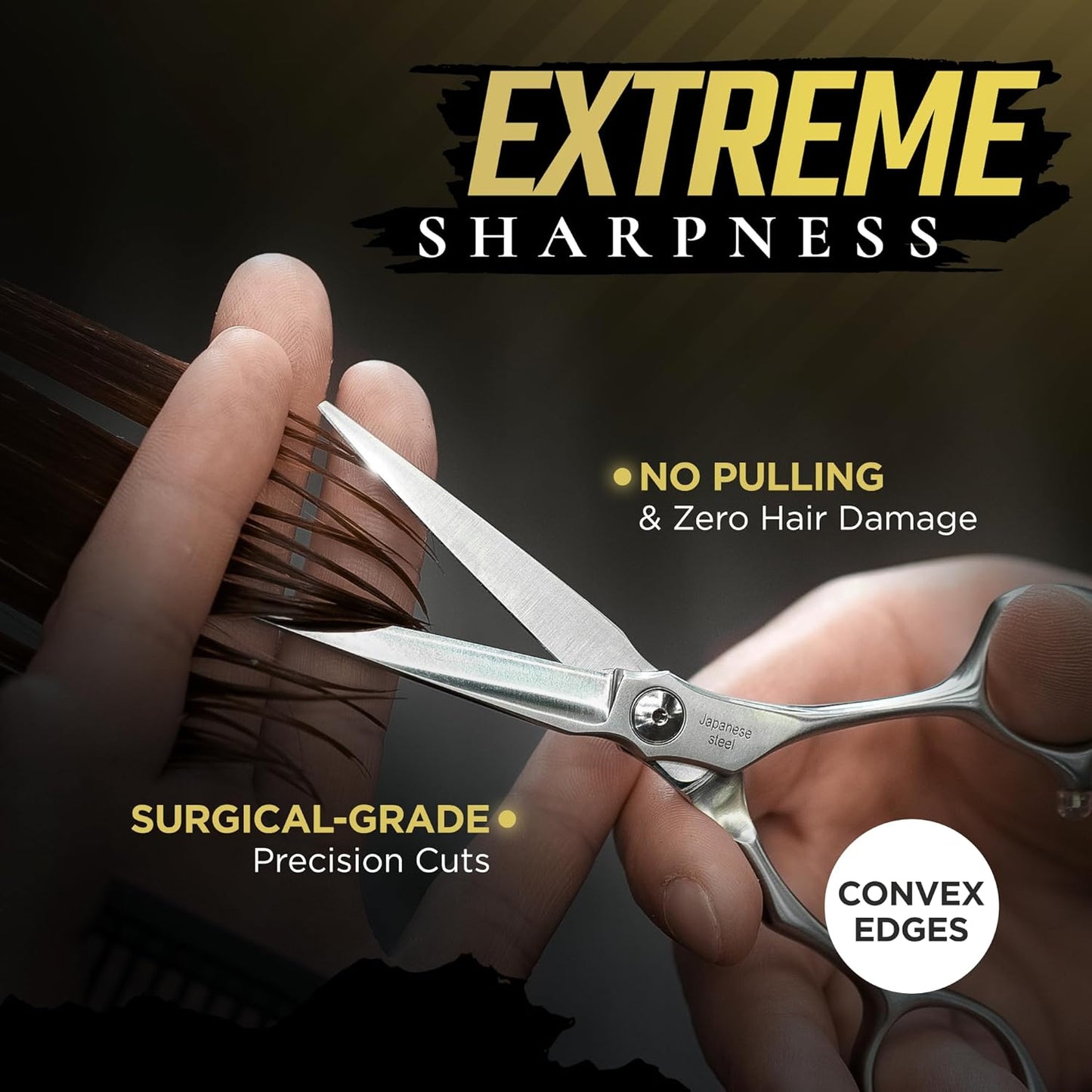 Fagaci Professional Hair Cutting Scissors 4.5” Japanese Steel for Ultra-Precise Cuts, Razor Sharp Blades Hair Scissors for Women & Men, Extreme Durability Hair Shears, Hair Cutting Barber Scissors