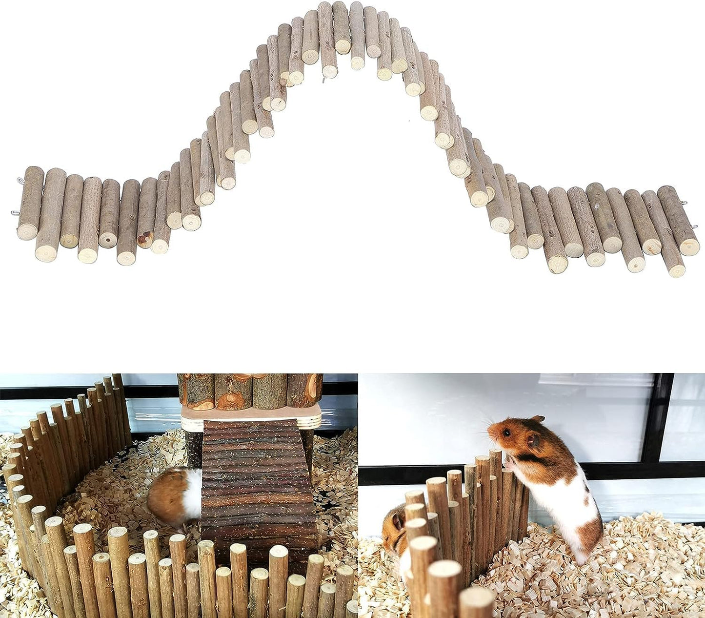 Flexible Wooden Bridge, Hamster Fence & Platforms - 23.6In Accessories