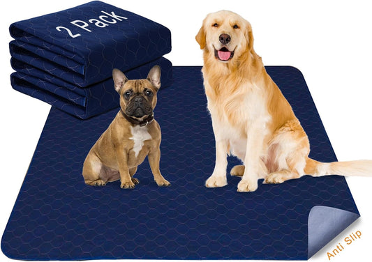 2Pack Pee Pads for Dogs Washable 53”x53”, Extra Large Puppy Pads Waterproof, Super Absorption, Anti Skid for Whelping Training