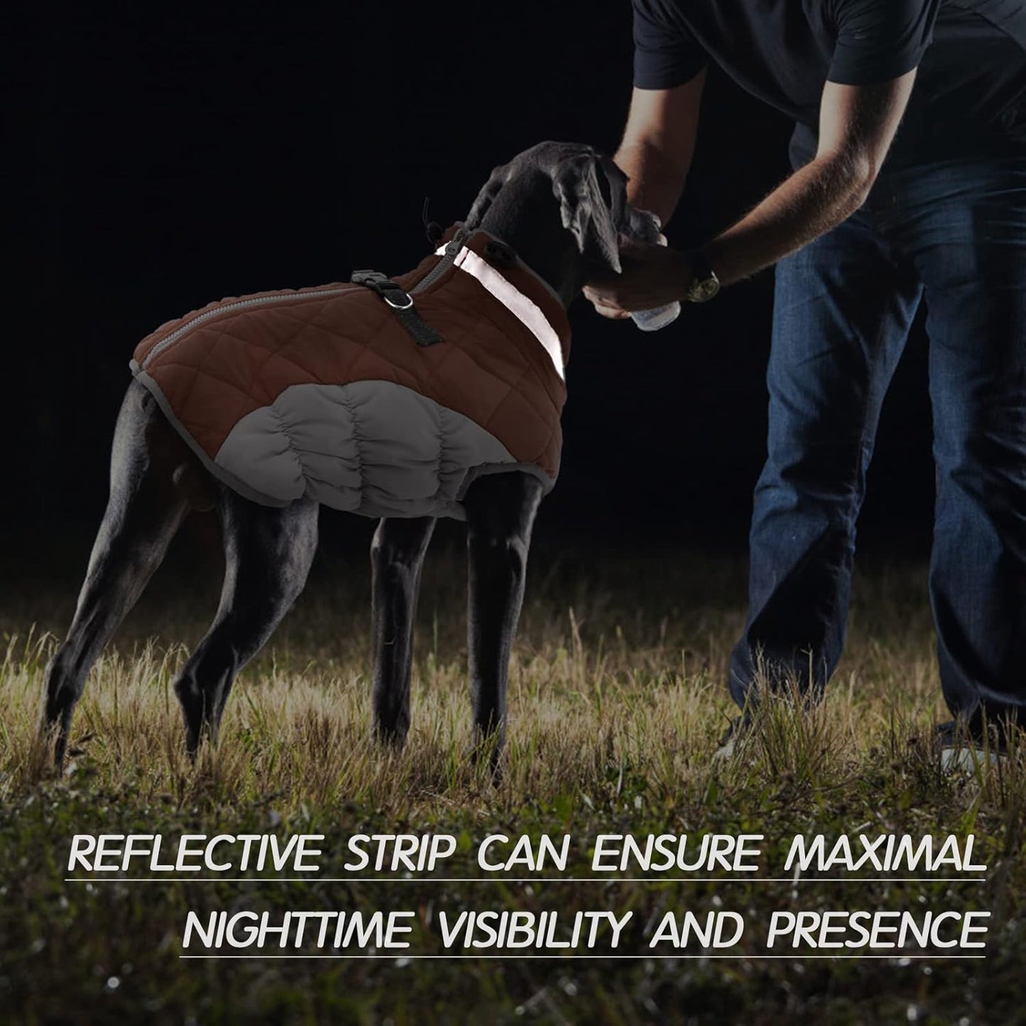 FUAMEY Dog Coat for Medium Dogs,Waterproof Dog Winter Jacket with Harness Built in Puppy Cold Weather Coats Reflective Pet Vest with Zipper Warm Fleece Dogs Snowsuit Windproof Brown M