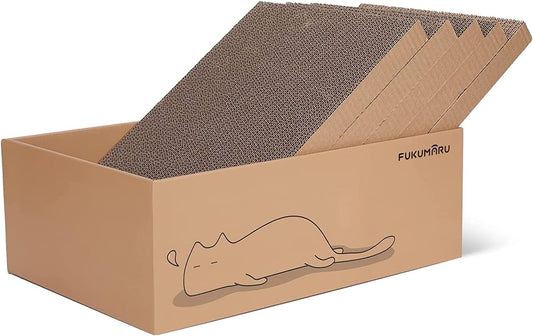 FUKUMARU 5 PCS Cat Scratching Boards, 11.4 Inch Width Ex-Large Cat Scratcher Box, Reversible Cardboard Scratchers for Indoor Cats, Cat Scratch Box for Large, Medium and Small Cats, Protect Furniture