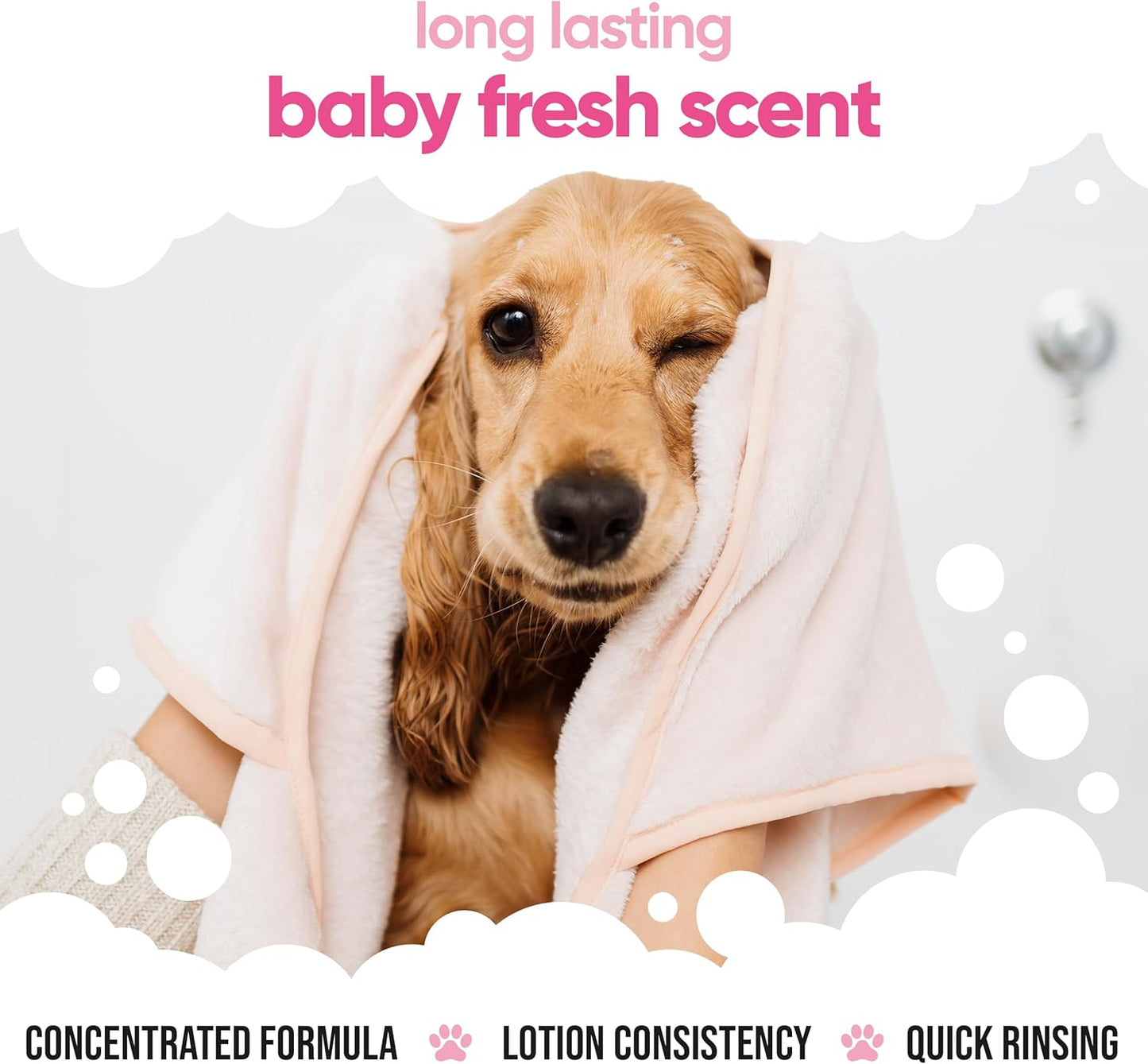 Baby Fresh Dog Conditioner (16.90oz) Made with Aloe Vera, Argan Oil & Pro Vitamin B5 to Detangle Matted Coats & Relieve Sensitive & Itchy Skin, Suitable for Puppies from 8 Weeks, Vegan