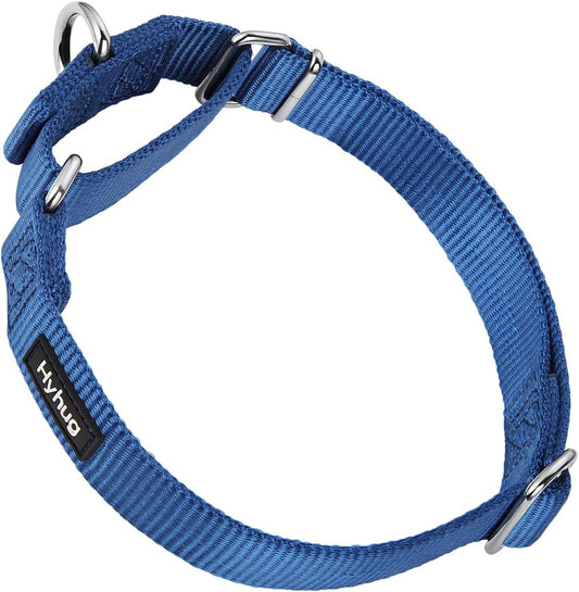 Hyhug Pets Premium Upgraded Durable Nylon Anti-Escape Martingale Collar for Boy and Girl Dogs Comfy and Safe - Professional Training, Daily Use Walking. (Medium, Classic Blue)