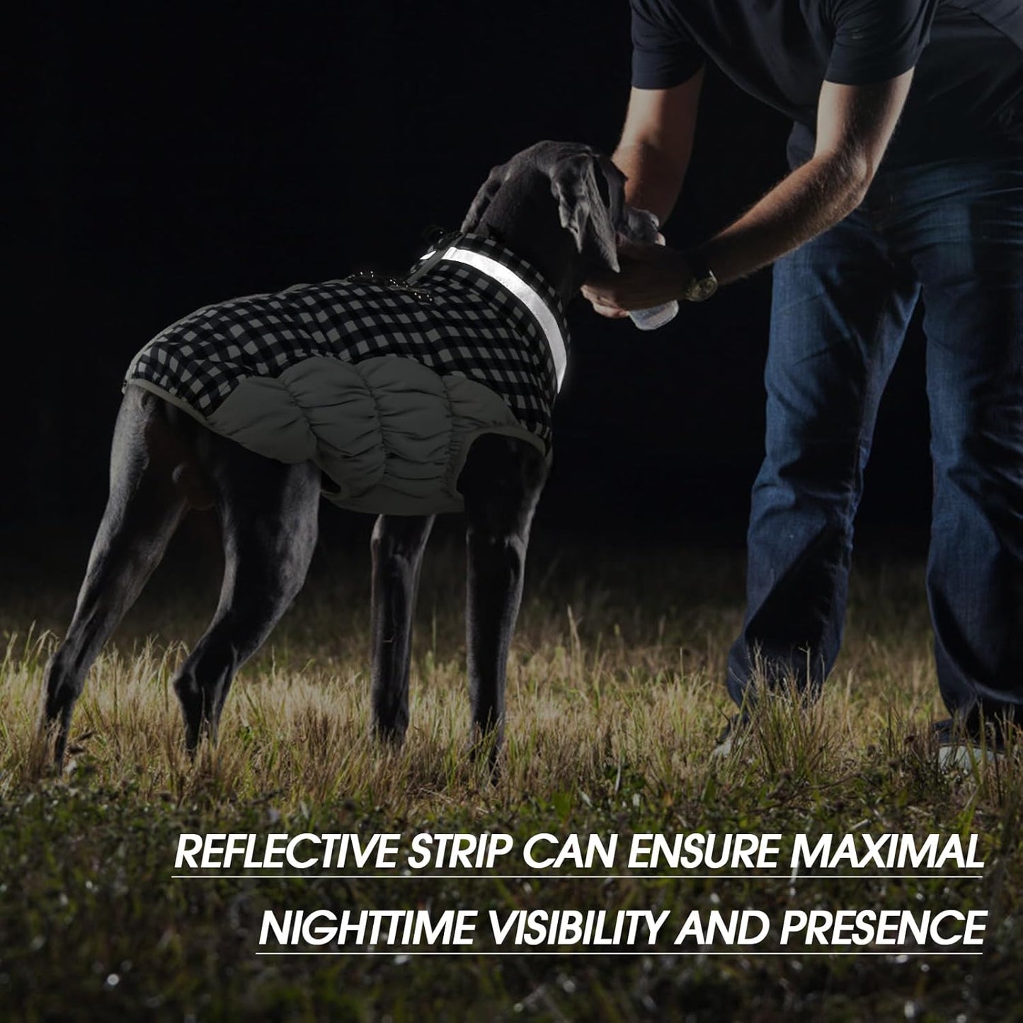 FUAMEY Dog Coat for Small Dogs,Waterproof Dog Winter Jacket with Harness Built in Puppy Cold Weather Coats Reflective Pet Vest with Zipper Warm Fleece Dogs Snowsuit Windproof Checkerboard S