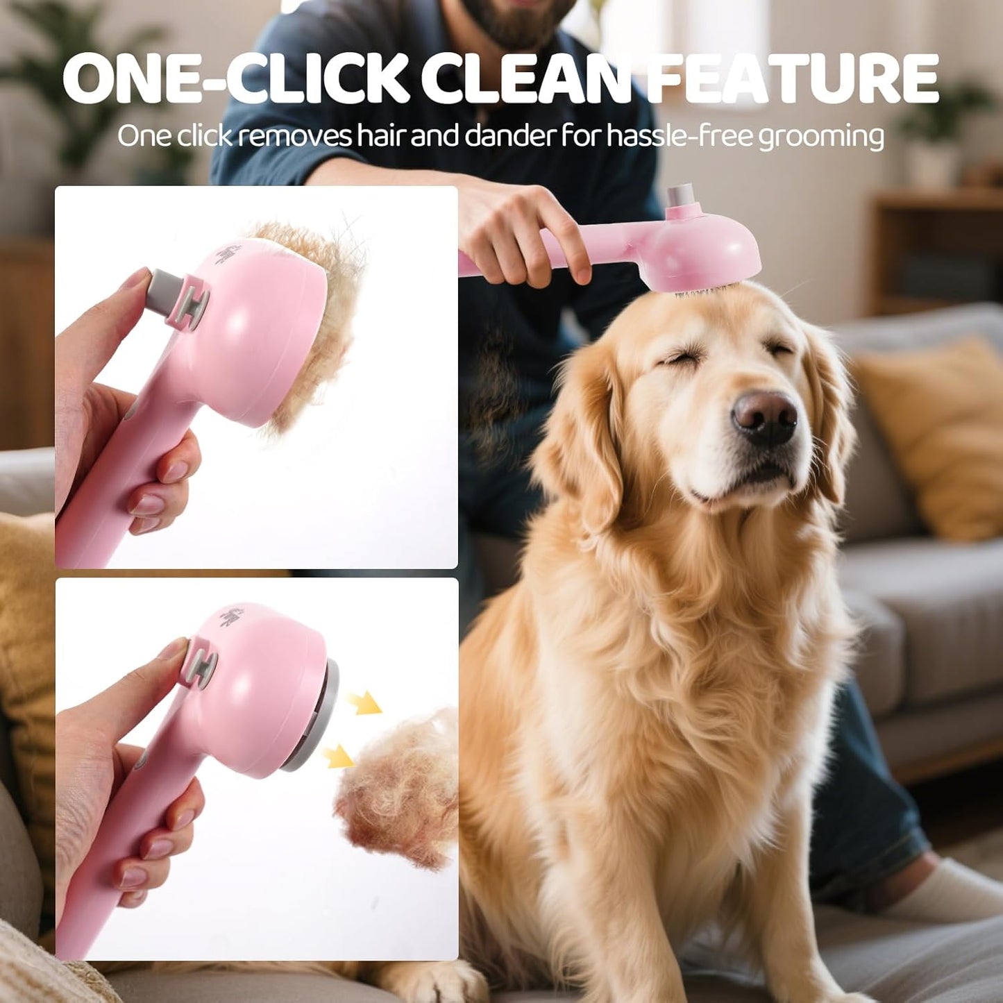 Cat Steam Brush-3 in 1 Pet Brush,Dog Shedding Tool Self Cleaning Pet Spray Depilation Comb with Release Button,Dog Steam Brushs,Cat Grooming Supplies for Long Short Haireds