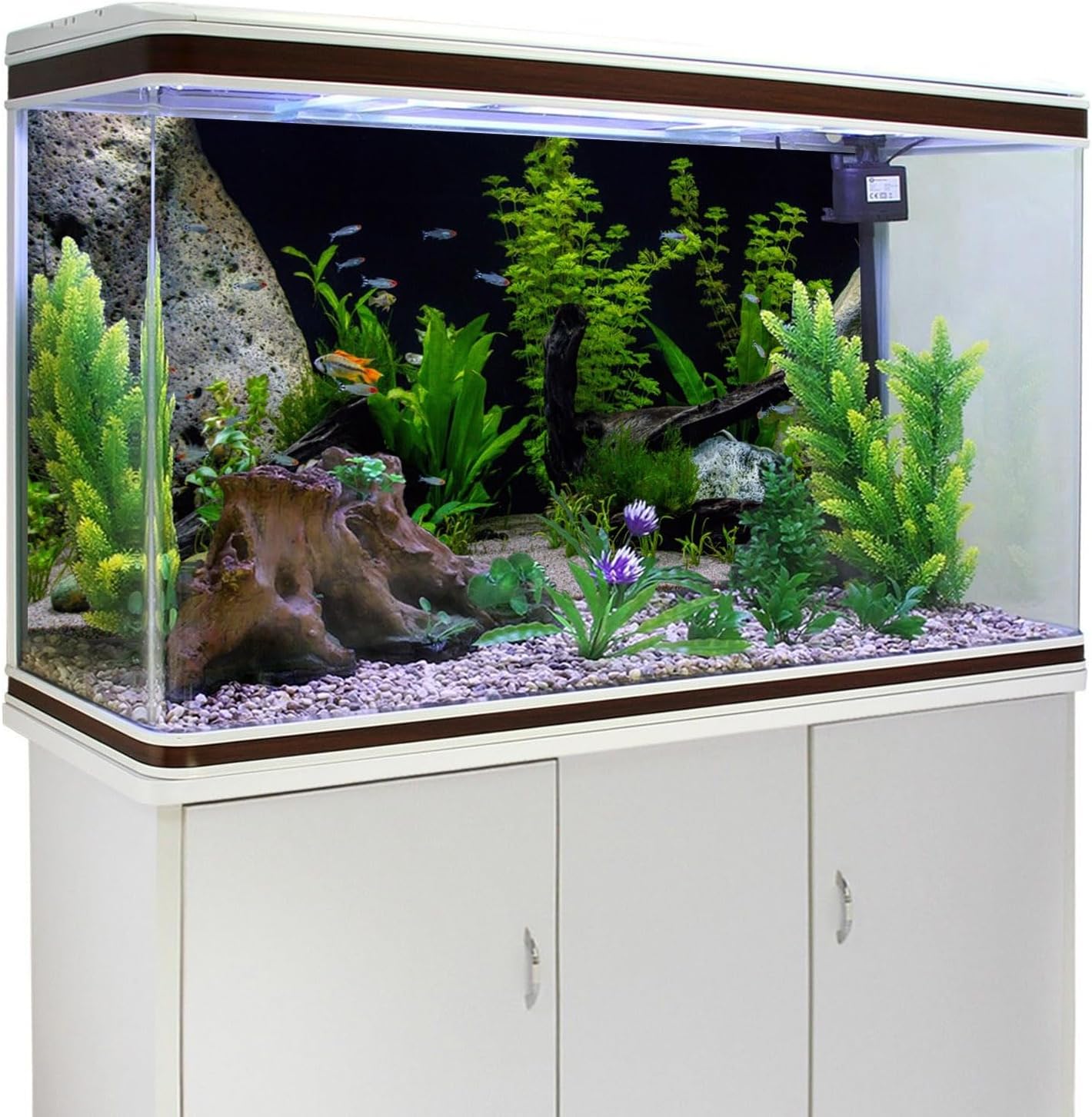 AWERT Vinyl Underwater Aquatic Plant Fish Tank Background Stone River Bed & Lake Aquarium Background 36x20 inches