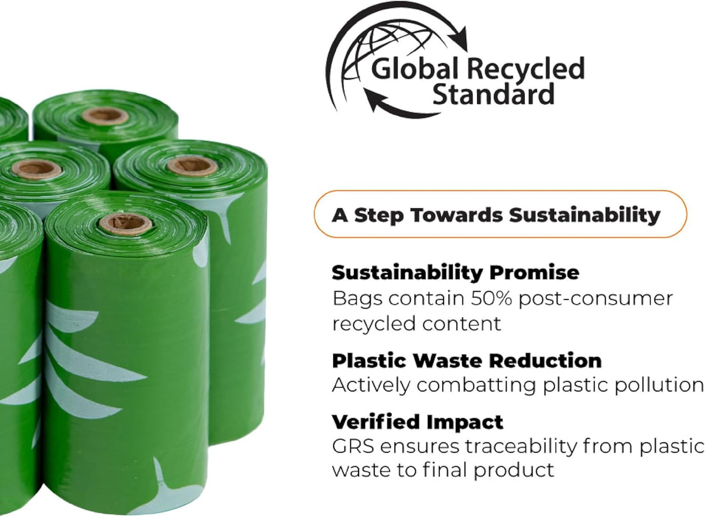 Best Pet Supplies Poop Bags for Dogs, 50% Post-Consumer Recycled Content dog waste bags on rolls, fits all poop bag holders for leashes - 600 Count, Green, Unscented