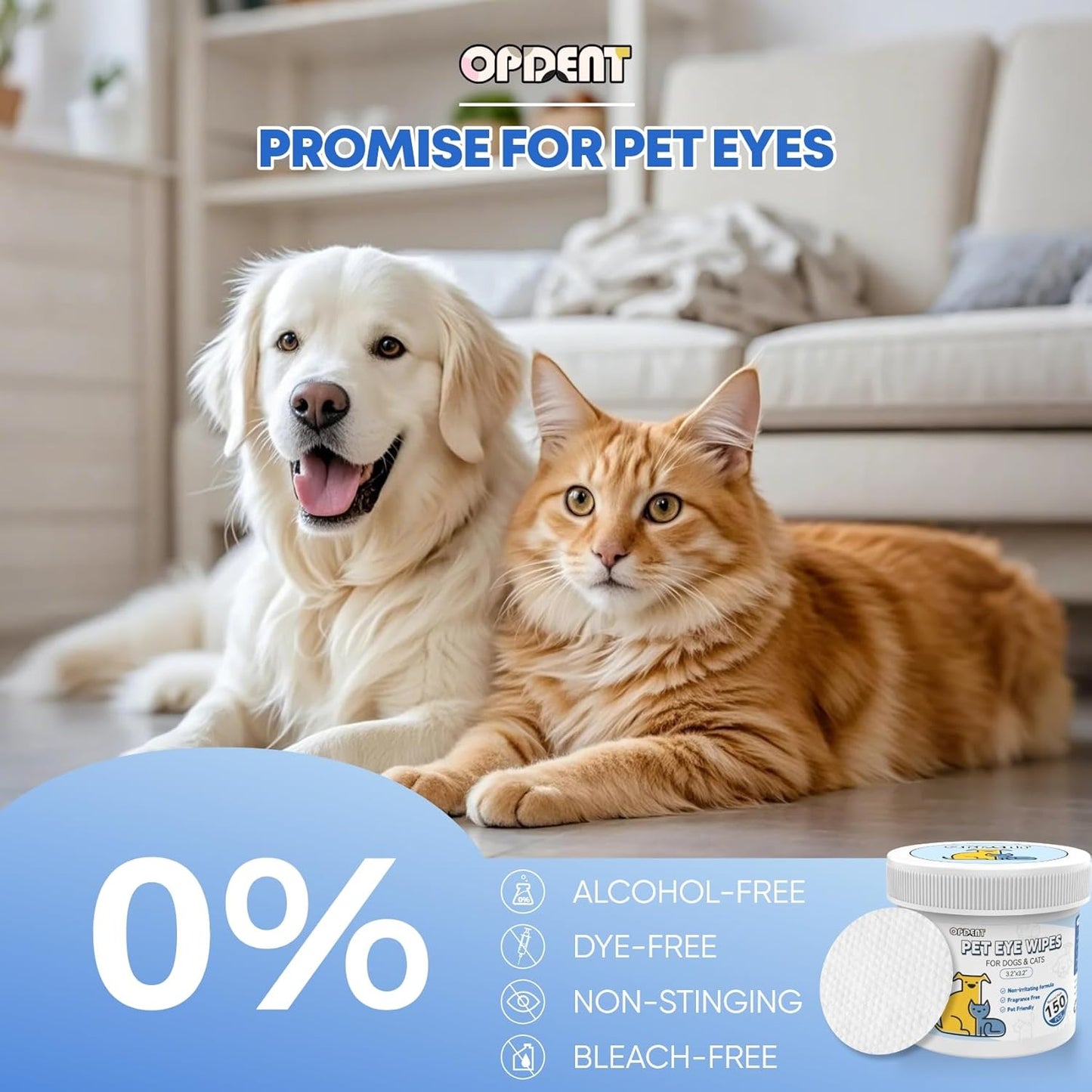 150Pcs Eyes Wipes for Dogs - Tear Stain Remover for Dogs - Dog Eye Cleaner, Eye Debris, Discharge, Mucus Secretions - Eye Wipes for Dogs & cat Eye Wipes - 3.2 inches