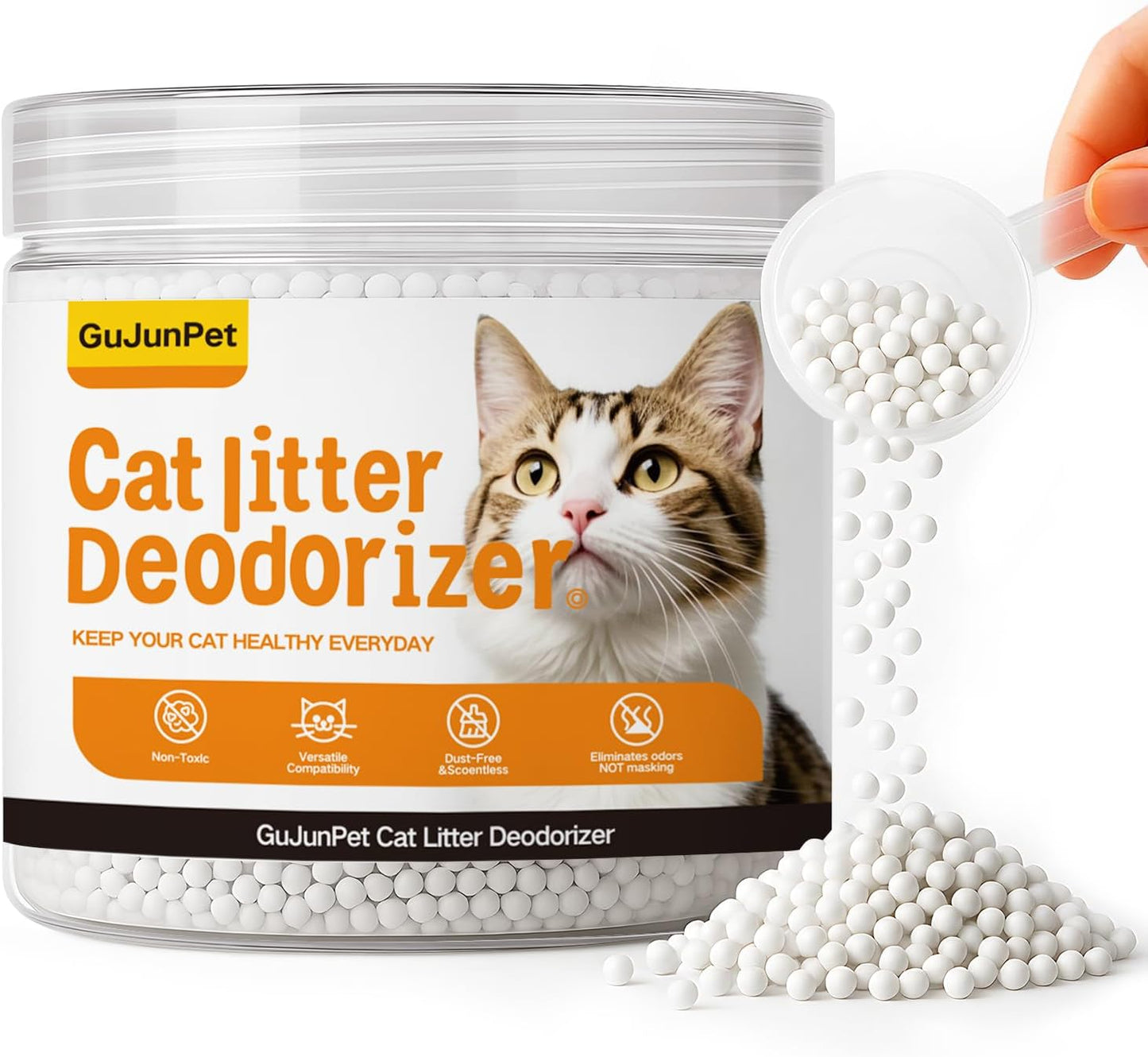 Cat Litter Deodorizer - Advanced Fragrance-Free Odor Control for Sensitive Cats - Reduces Scooping, Extends Litter Use - Hypoallergenic Formula Ideal for Multi-Cat Homes