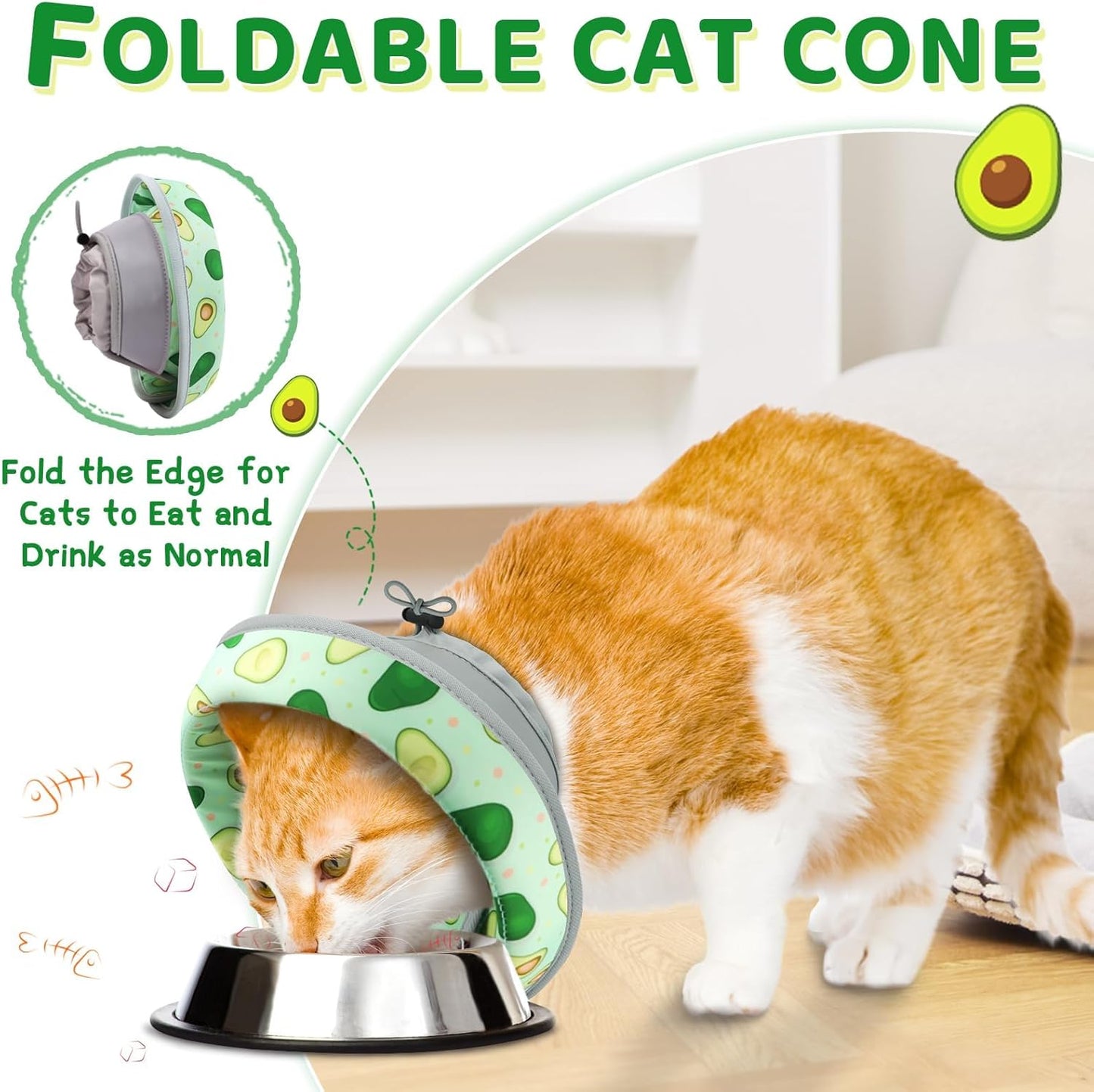 Cat Cone Collar Soft to Stop Licking, Adjustable, Foldable Lightweight Kitten Cones After Surgery Recovery for Cats & Kittens, Cat Cone Alternative (Light Green, M)
