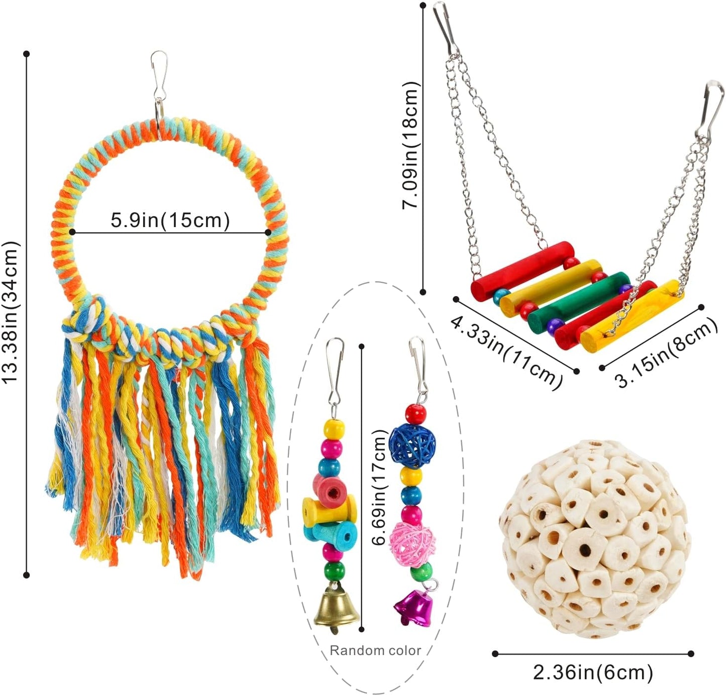 Bird Swing Toys, Parakeet Toys Natural Birds Toys Bird Cage Accessories, Swinging Chewing Hanging Standing Parakeet Swings Suitable for Budgerigar, Parakeet, Conure, Lovebird, Cockatiel