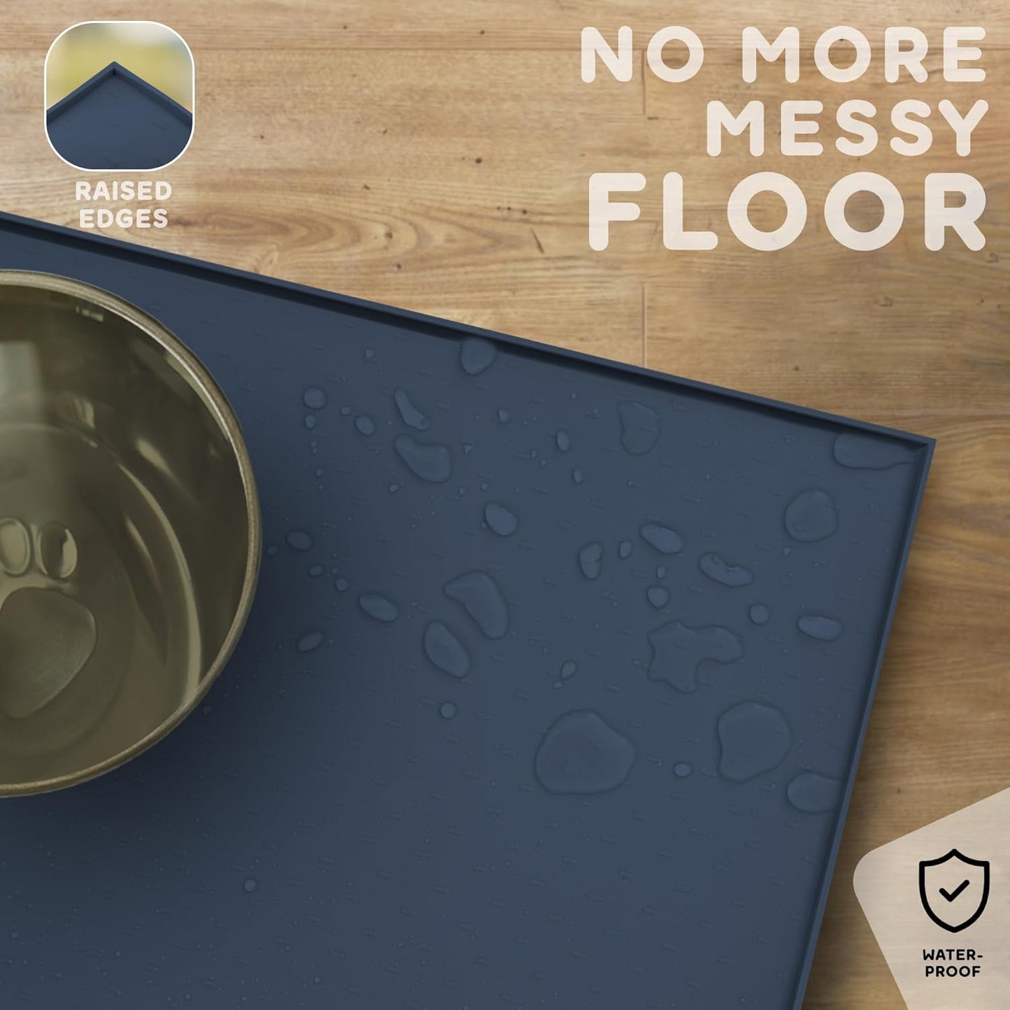Dog Food Mat - 28x18 Raised Edges Dogs Mat for Food and Water Prevent Spill, Waterproof Cat Food Mats Protect Floors, Easy Clean Dog Bowl Mats for Food and Water, Silicone Pet Feeding Placemats