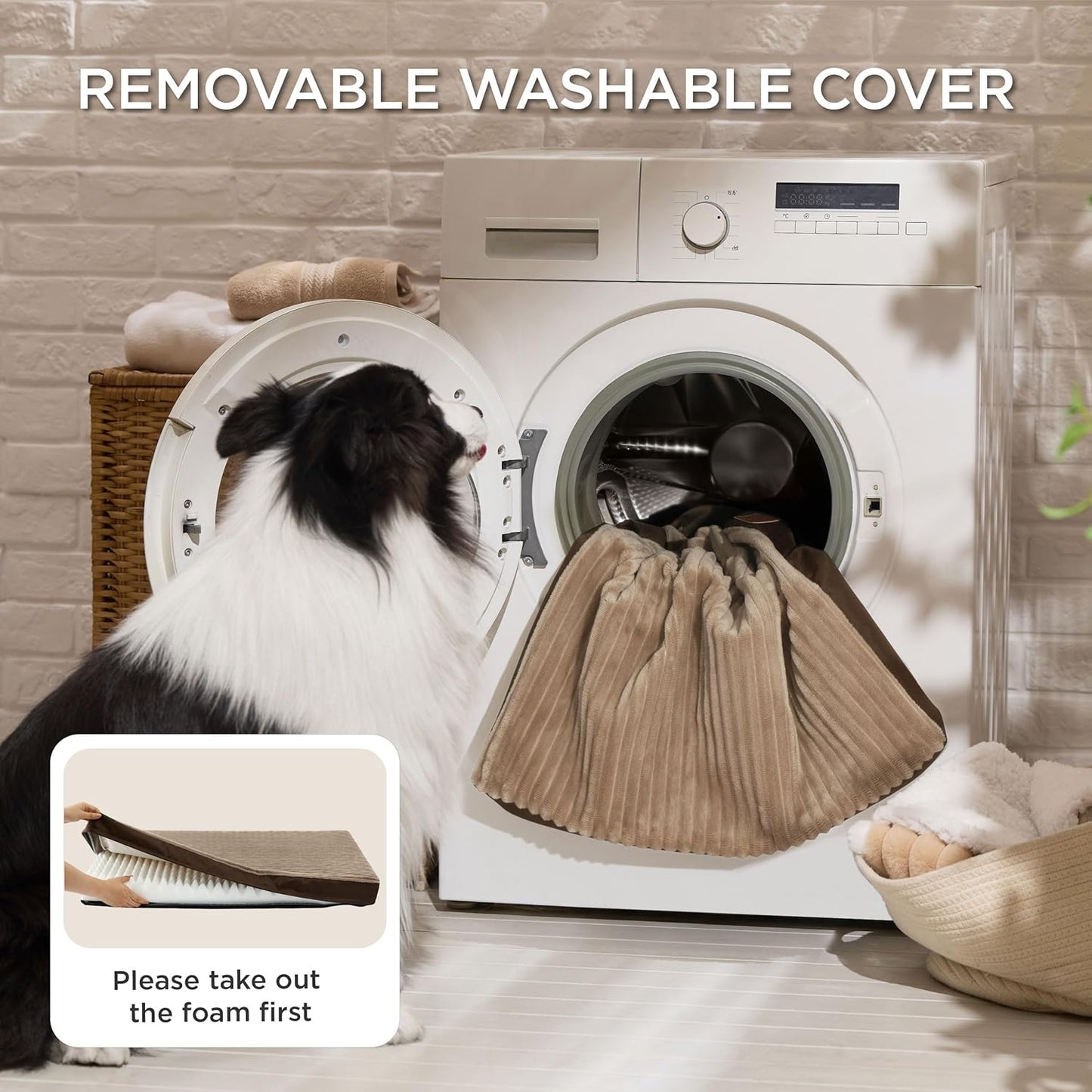 Bedsure XL Dog Bed for Crate - Large Orthopedic Pet Beds with Removable Machine Washable Cover, Egg Crate Foam Puppy Pad, Suitable for Pet Up to 80 lbs, 41"x27"