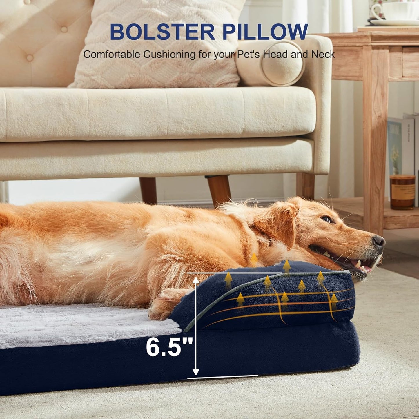 FURTIME Orthopedic Dog Bed for Extra Large Dogs - XL Washable Dog Sofa Beds Large, Supportive Foam Pet Couch Bed with Removable Washable Cover, Waterproof Lining and Nonskid Bottom, Navy Blue
