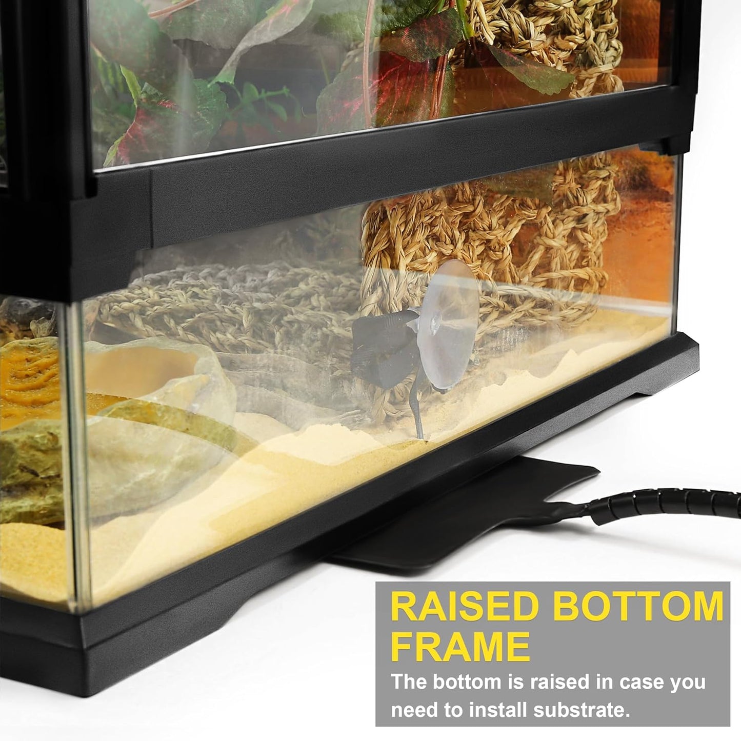 32 Gallon Professional Glass Terrarium 24"x18"x18" Durable Reptile Habitat Tank with Heat Resistant Aluminum Alloy Frame, Dual Front Swinging Doors for no Jam by Sand and Other Debris