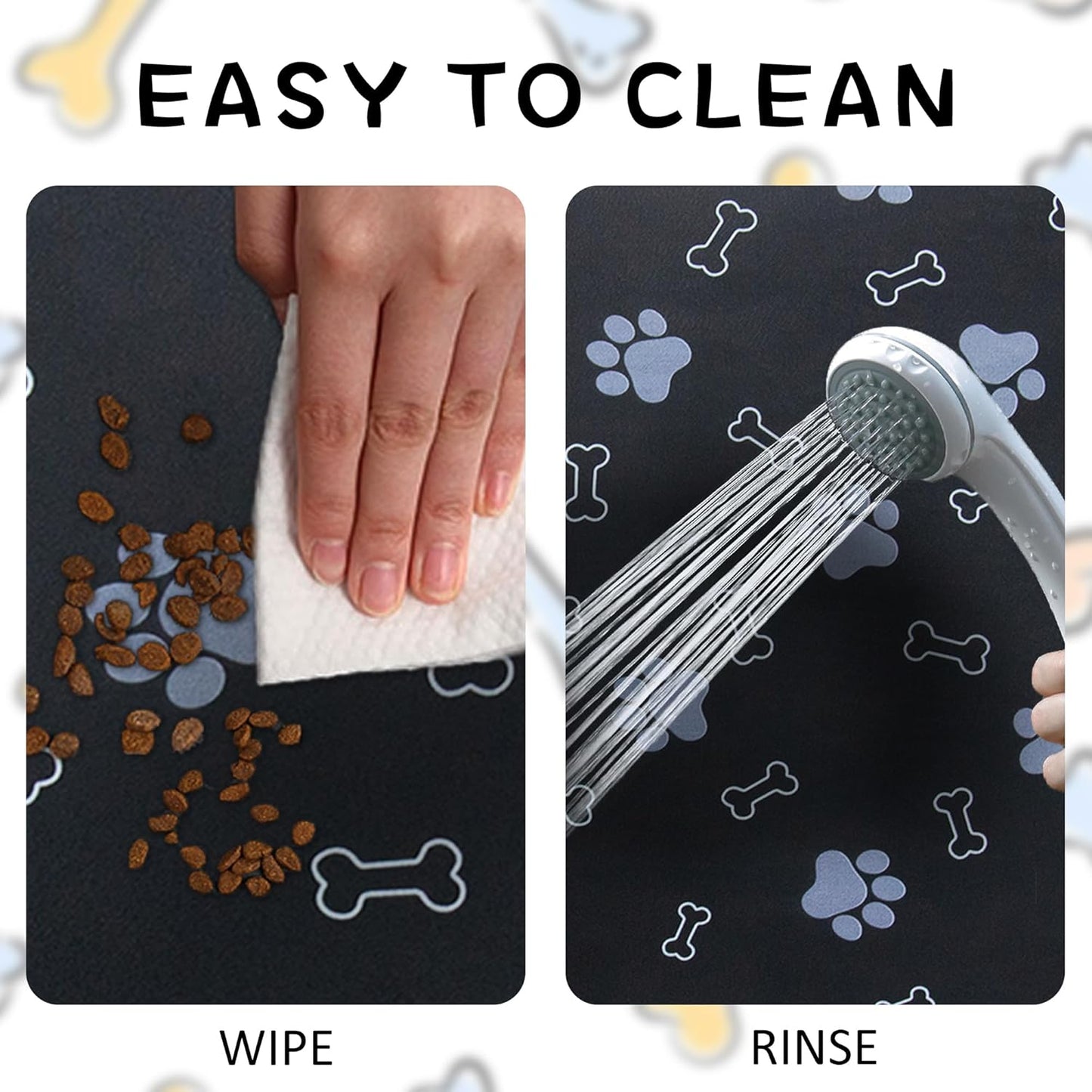 Pet Cat Dog Food Mat Non Slip Mat for Dog Water Bowl Mat Quick Dry Absorbent Cat Feeding Mat, 32 * 17 in, Dark Grey