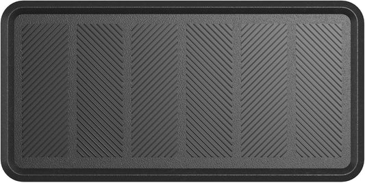 Indoor/Outdoor Hose-Wash Lines Design Non-Slip Rubber 16" x 32" Modern Entryway Mat for Entryway, Patio, Backyard, Garage, 16" x 32", Black