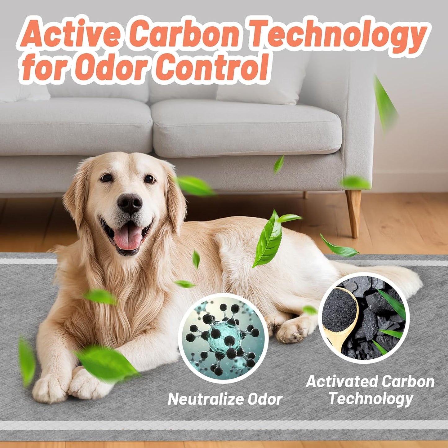 40PCS Charcoal Pee Pads for Dogs 31"x47", Extra Large Odor-Control Carbon Puppy Pads, Ultra-Absorbent & Quick Dry, Thicken Potty Training Pads for Doggie Cats Rabbits, Black Pet Piddle Pad