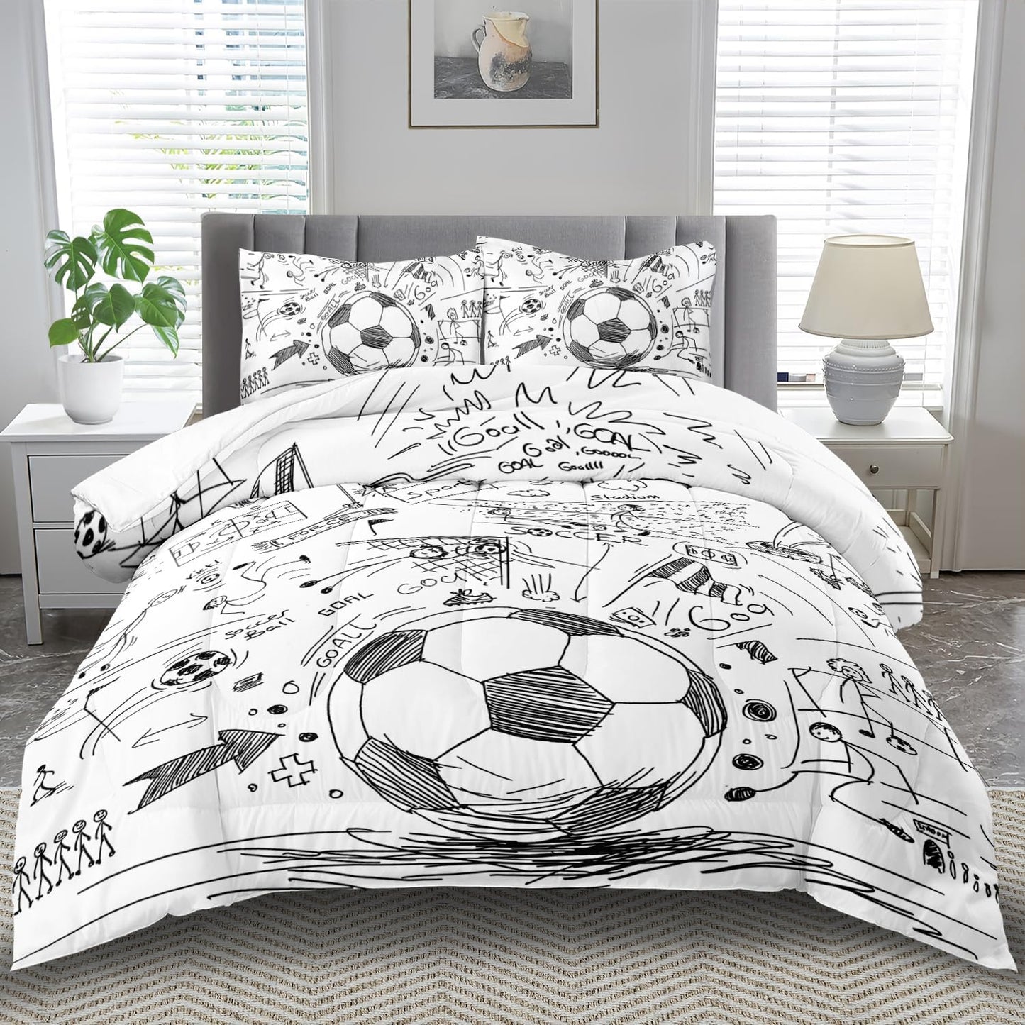 Football Sports Comforter Sets for Boys Twin,Soccer Comforter Sport Bedding for Boys Room,Gaming Bed Soccer Bedding Twin Set,Games Quilt Bedroom Bed Decor Kids and Teen