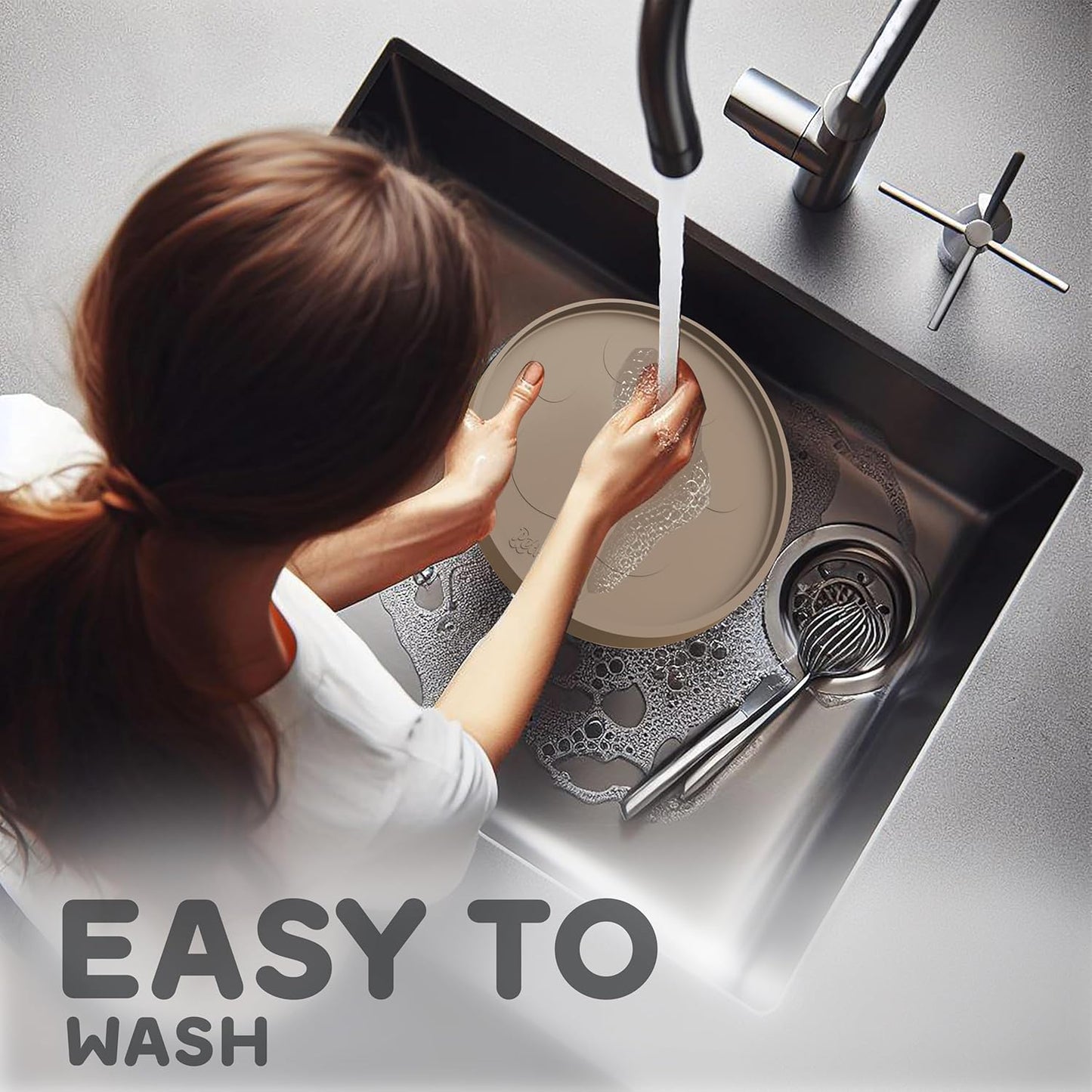 Dog Food Mat Round 10" - Raised Edges Dogs Mat for Food and Water Prevent Spill, Waterproof Cat Food Mats Protect Floors, Easy Clean Dog Bowl Mats for Food and Water, Silicone Pet Feeding Placemats