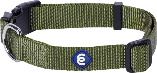 Blueberry Pet Essentials Medium Dog Collar in Military Green | Adjustable & Eco-Friendly Durable Nylon Strap | Classic Collar for Medium Dogs, Boy & Girl Pets